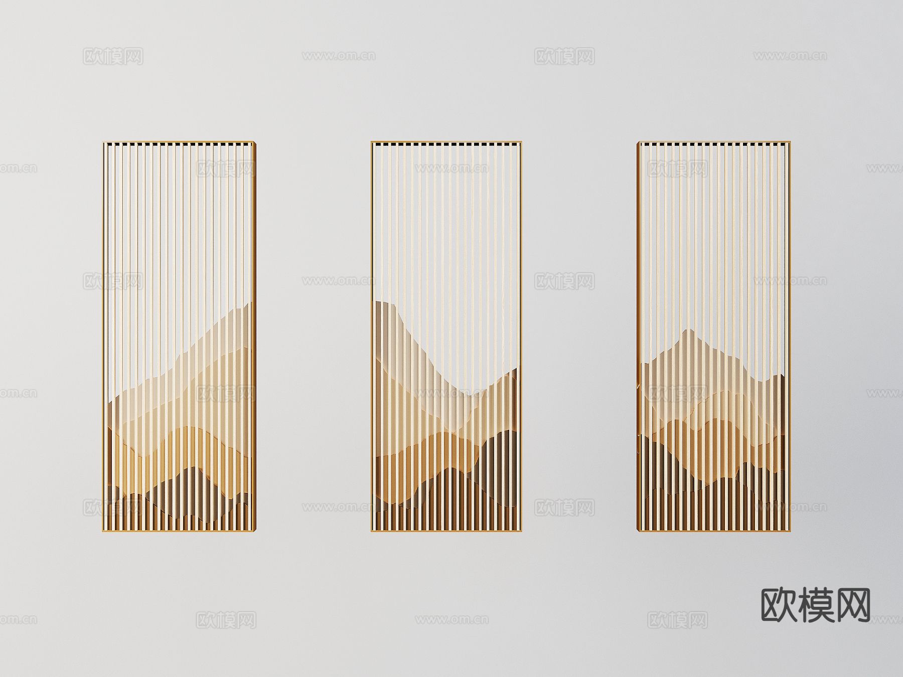 新中式格栅 屏风3d模型