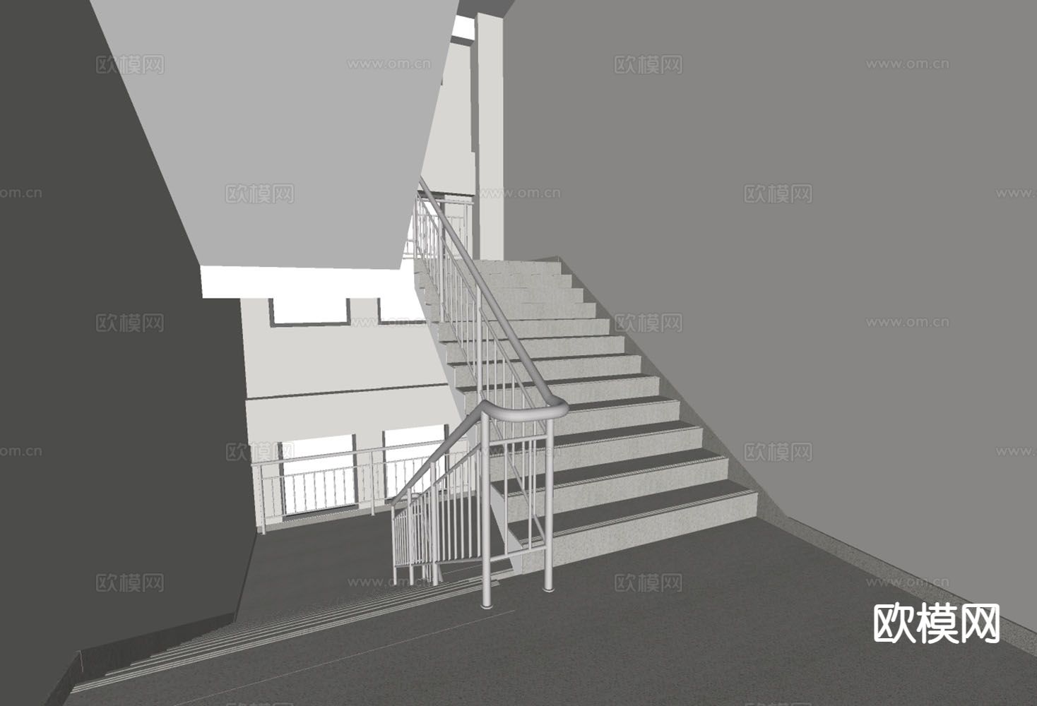 现代简约楼梯间su模型
