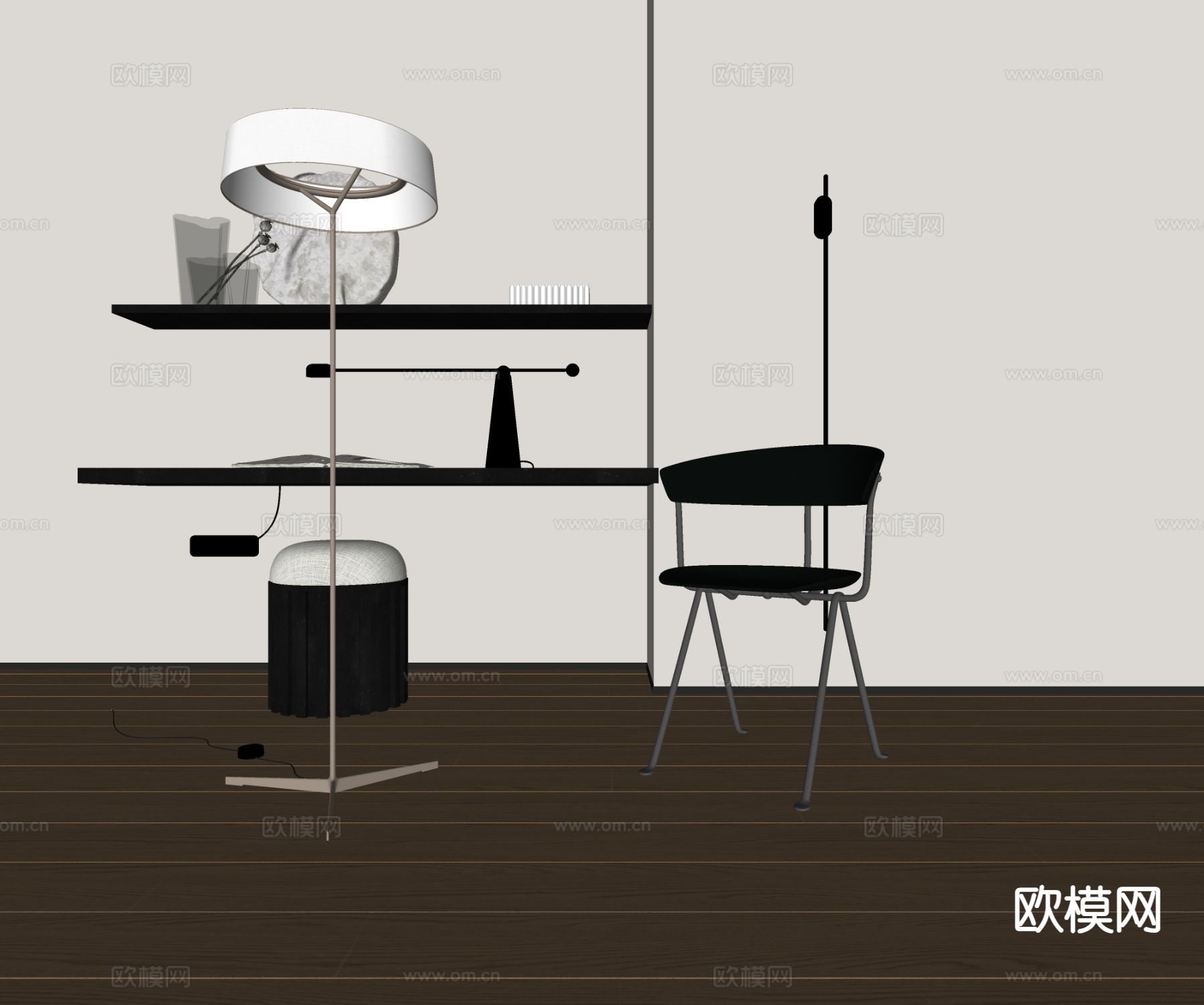 现代餐椅 椅子 单椅su模型下载（渲染图1）