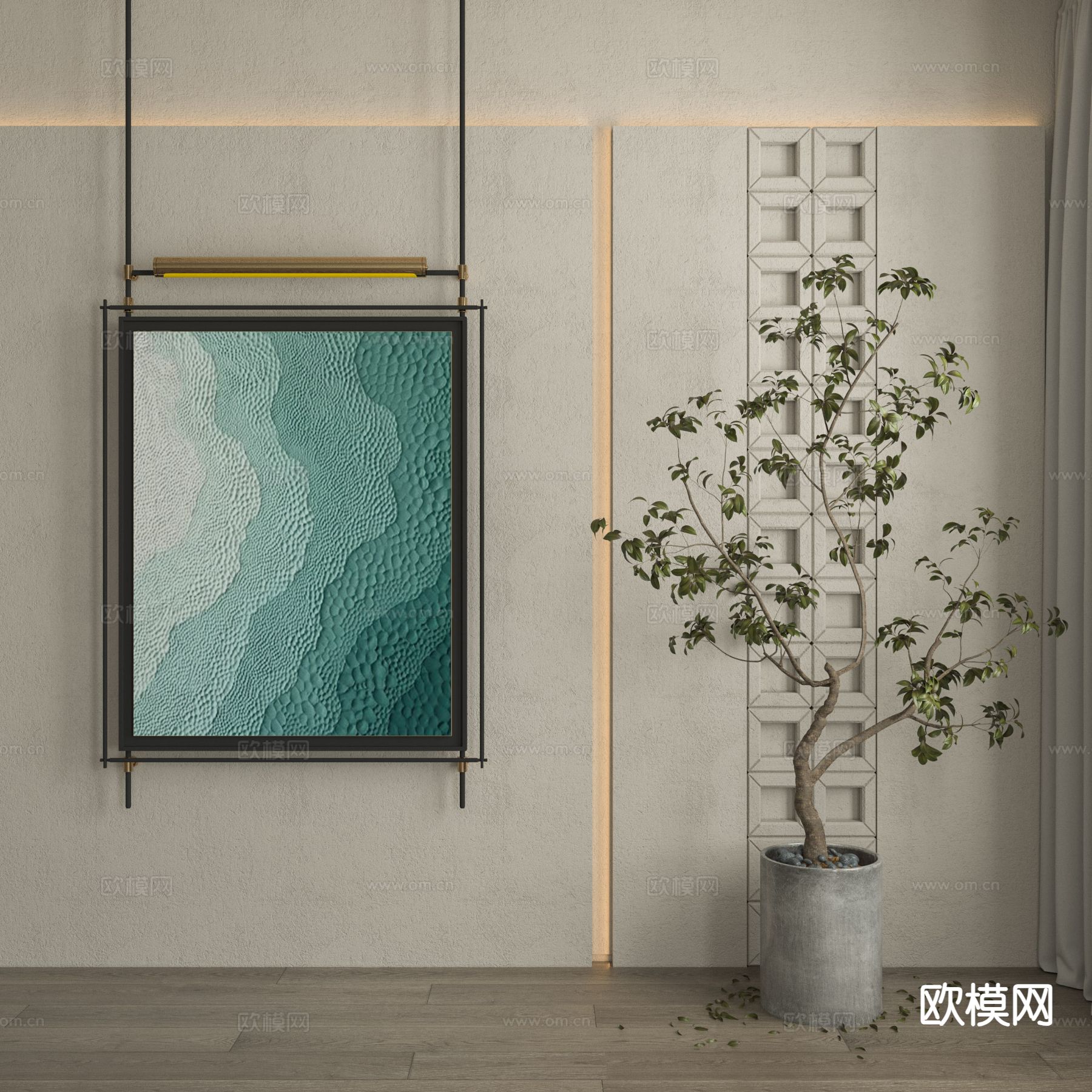 中古风艺术画 肌理画 装饰画3d模型