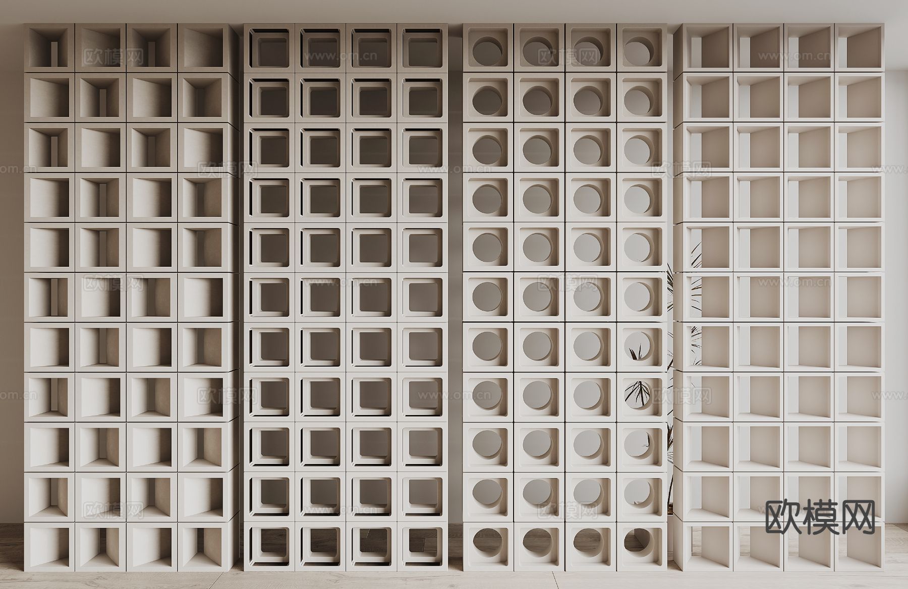 水泥砖隔断 镂空砖隔断3d模型