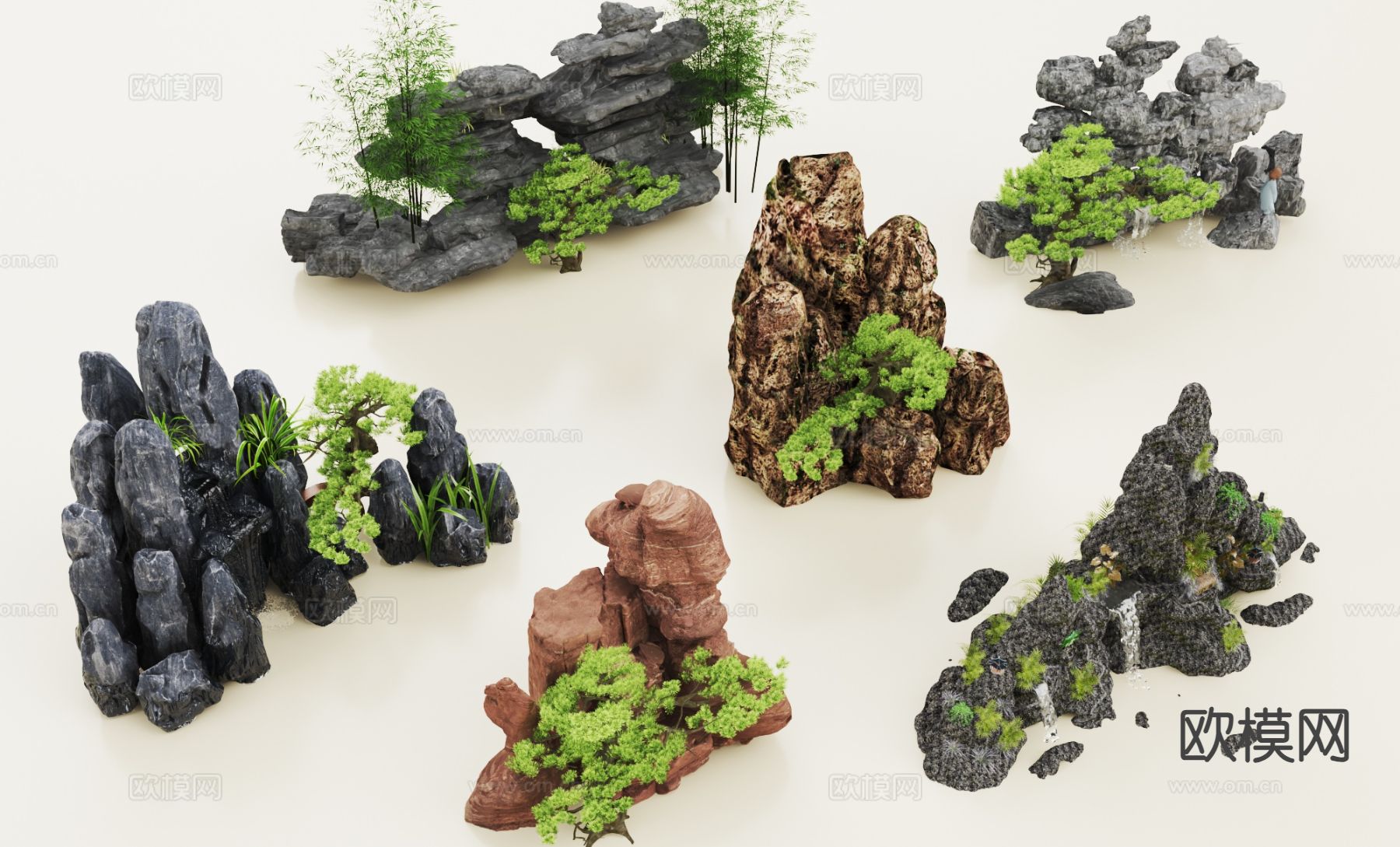 景观假山 假山水景 假山造景3d模型