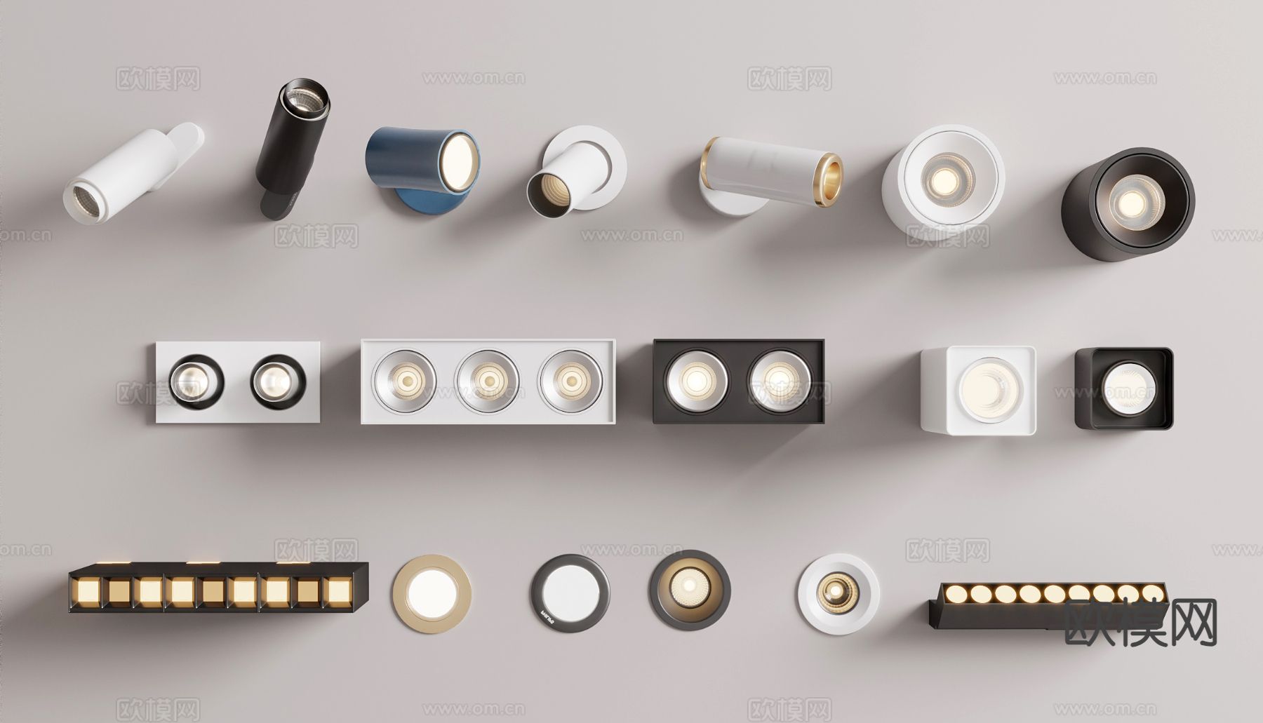 嵌入式筒灯 射灯3d模型下载