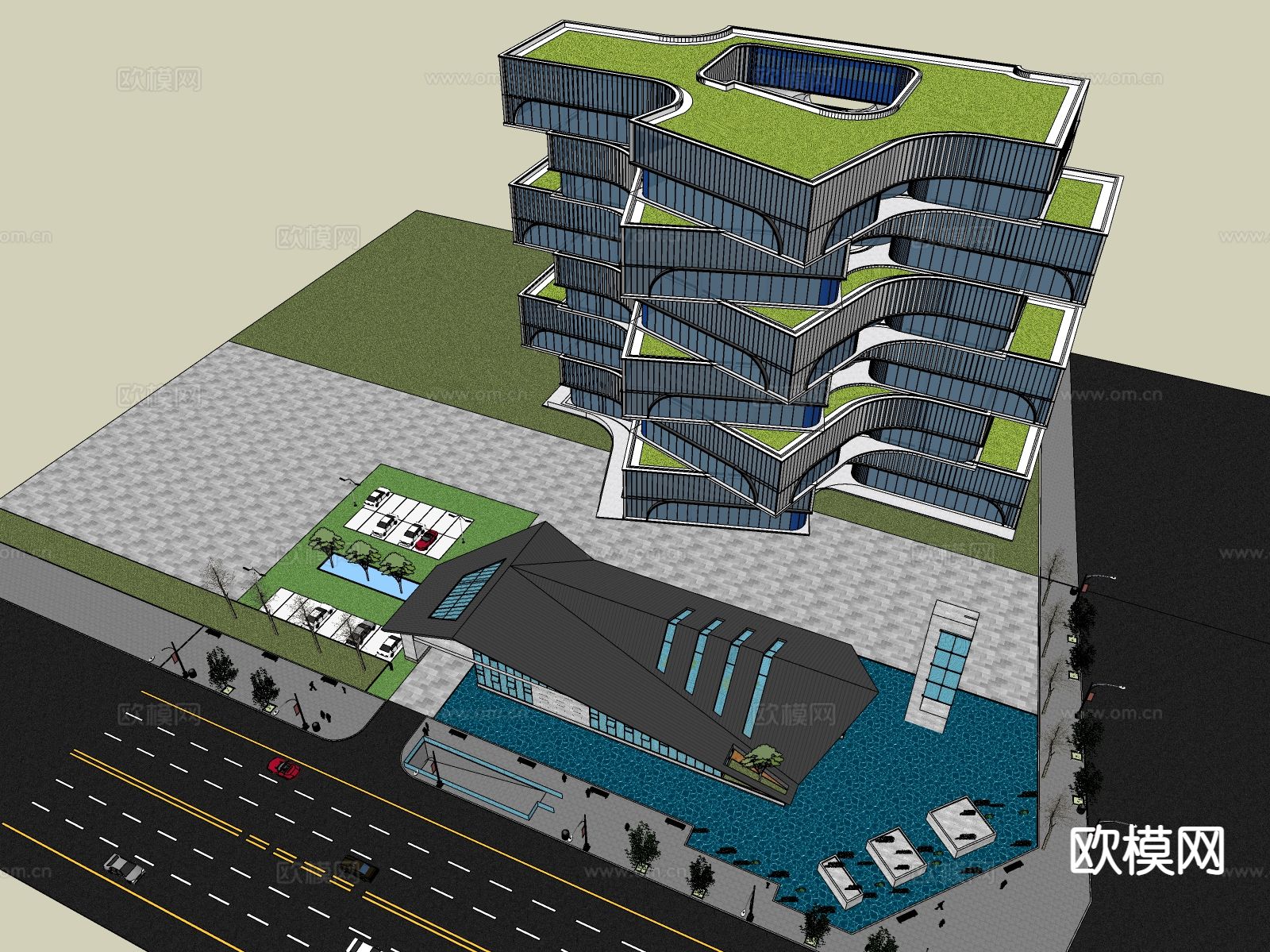 文教建筑 展览馆建 办公楼su模型