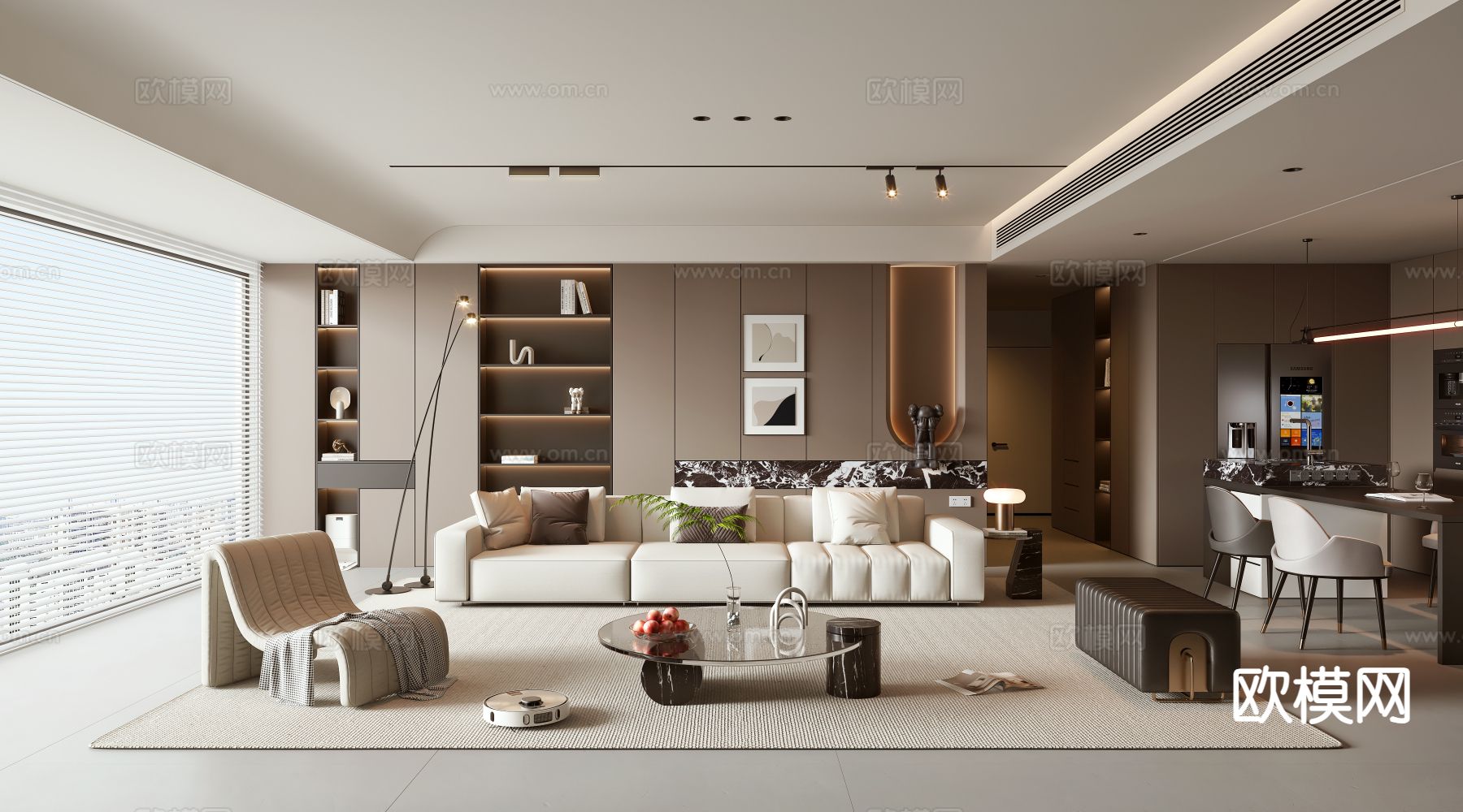 现代客餐厅3d模型下载