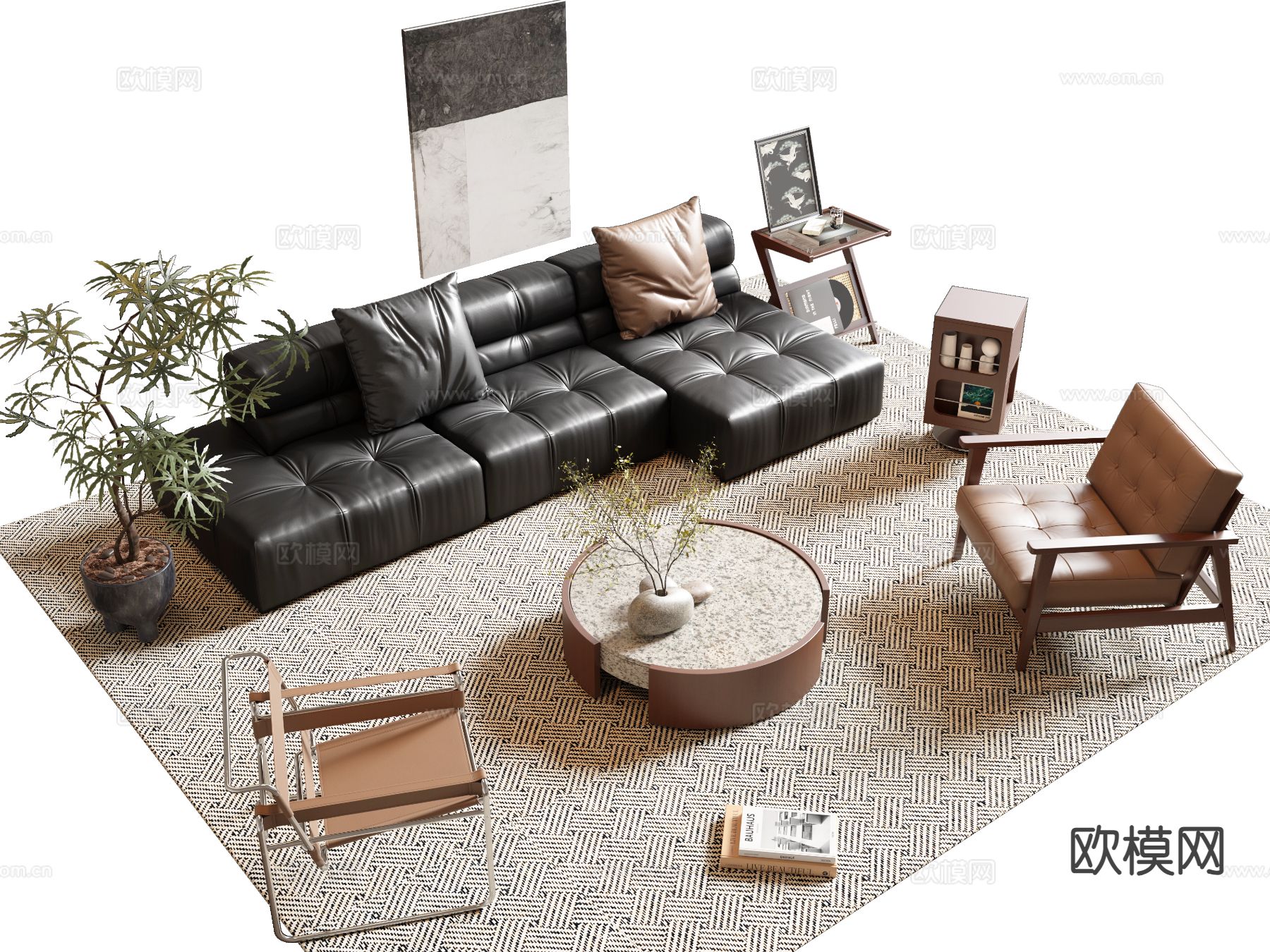 中古风沙发 组合沙发3d模型下载