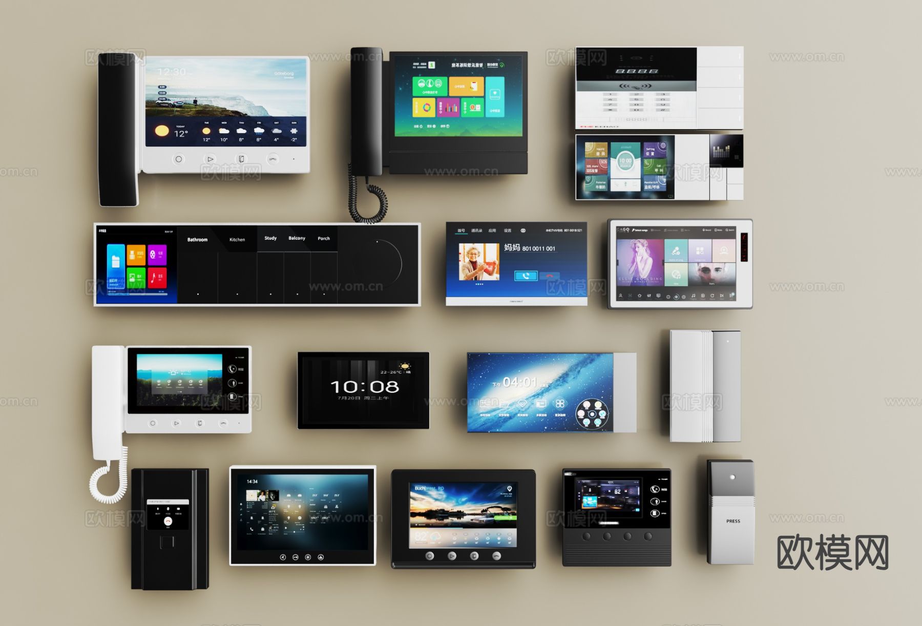 现代可视门铃 可视电话 视频电话 人脸识别3d模型下载