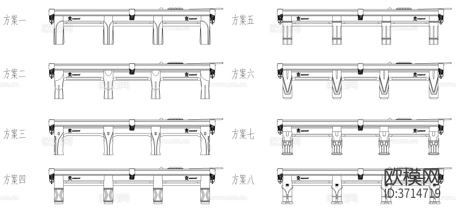 台球桌CAD立面图