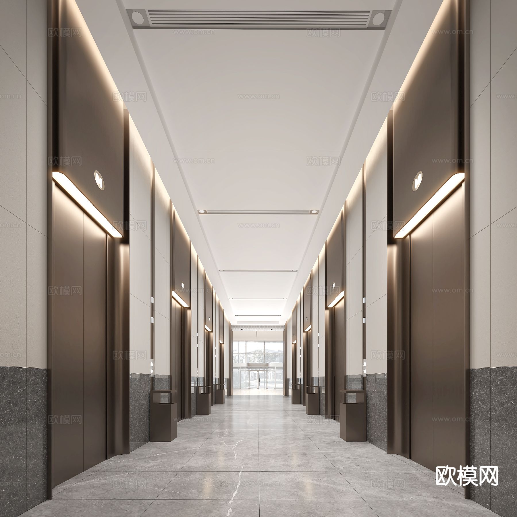 现代电梯厅 电梯间3d模型下载