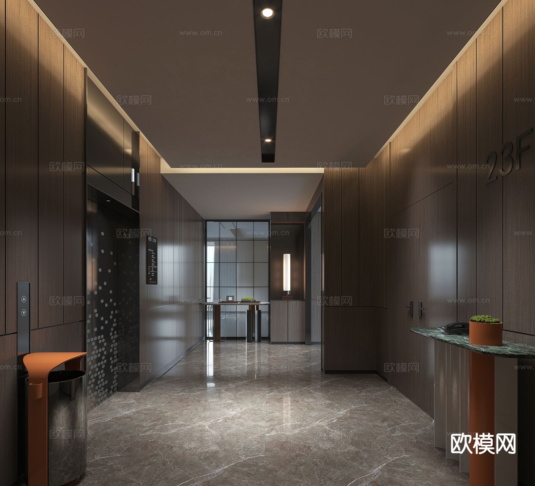 现代电梯厅 电梯间3d模型下载