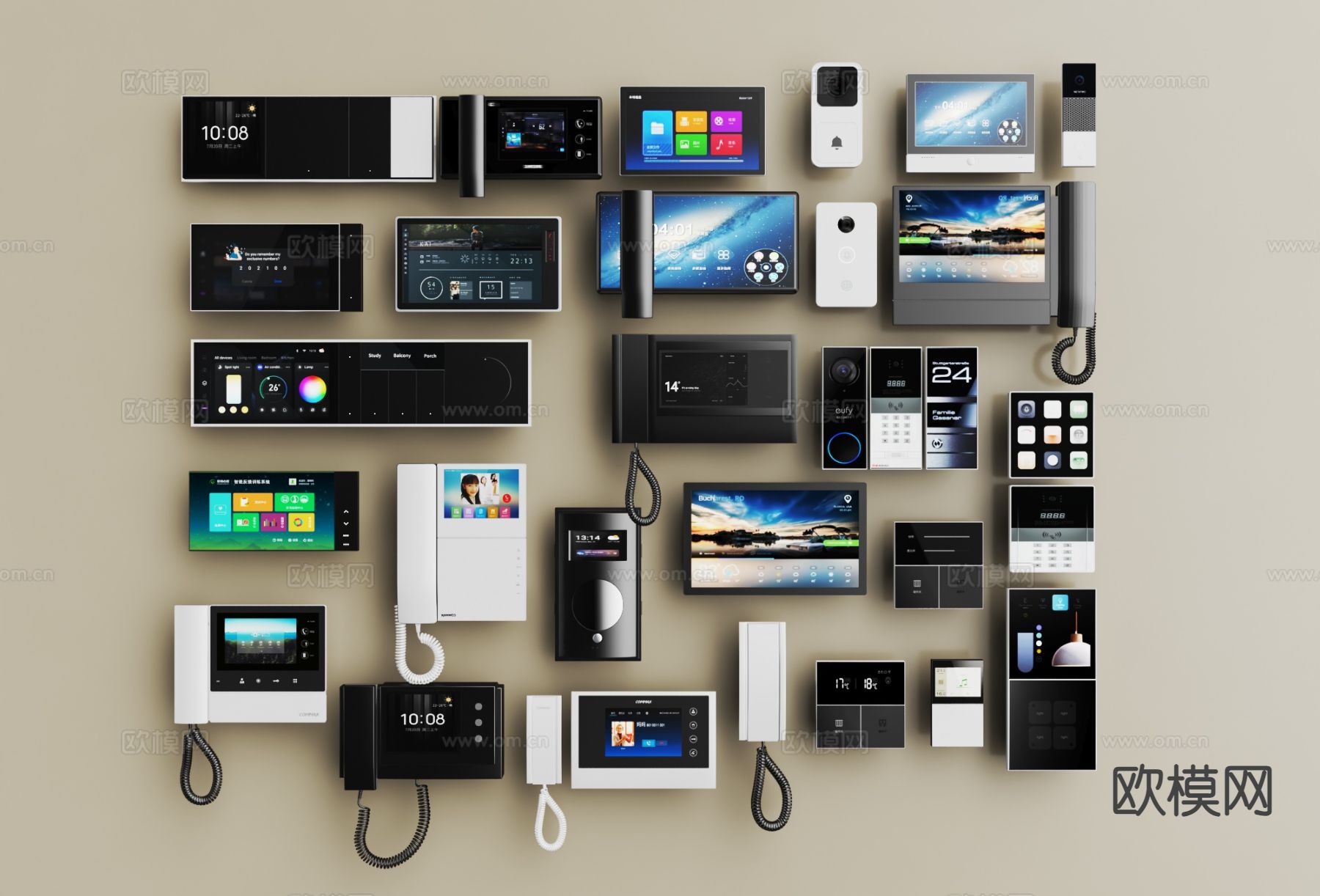 现代可视门铃 可视电话 视频电话 人脸识别3d模型下载