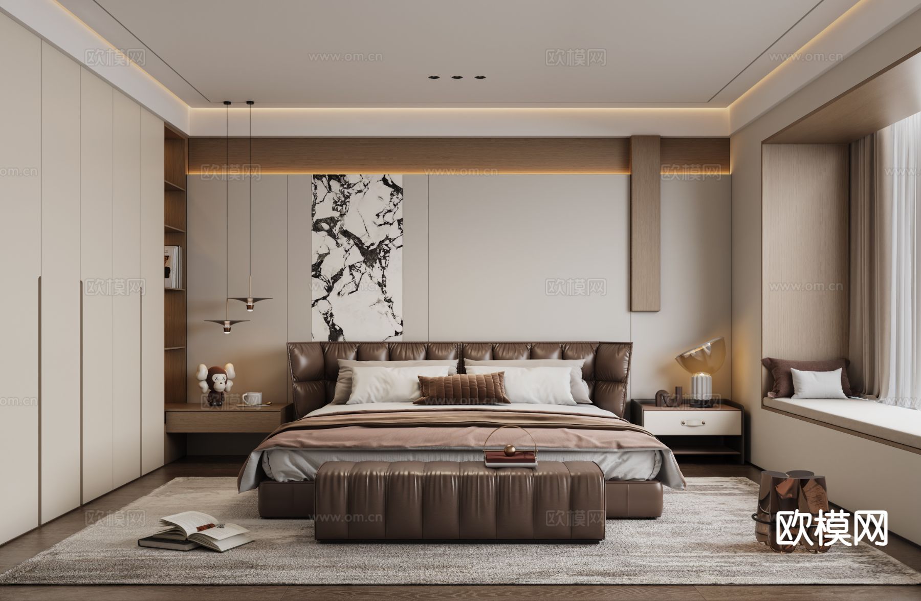 意式卧室 主卧su模型下载（渲染图2）