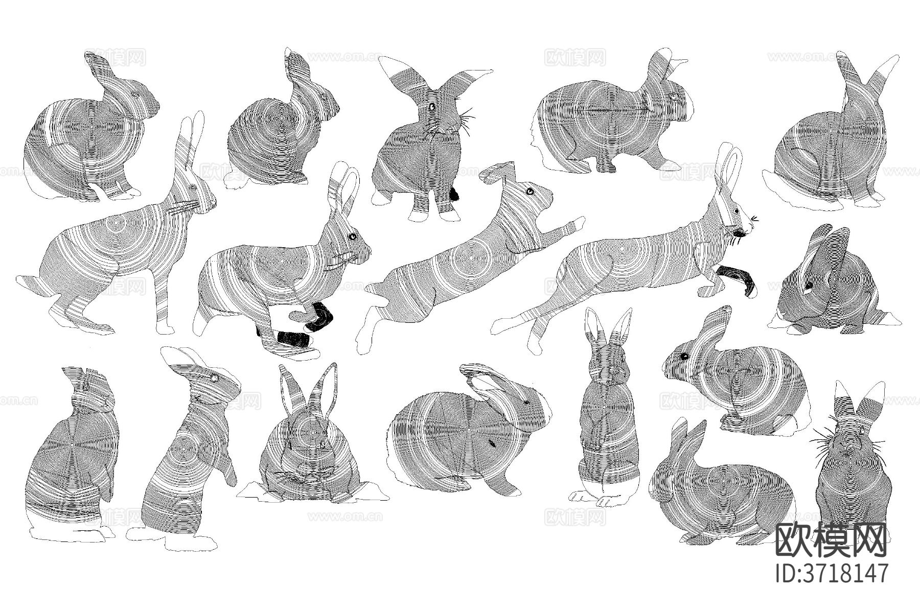 动物兔子cad图库下载（渲染图2）
