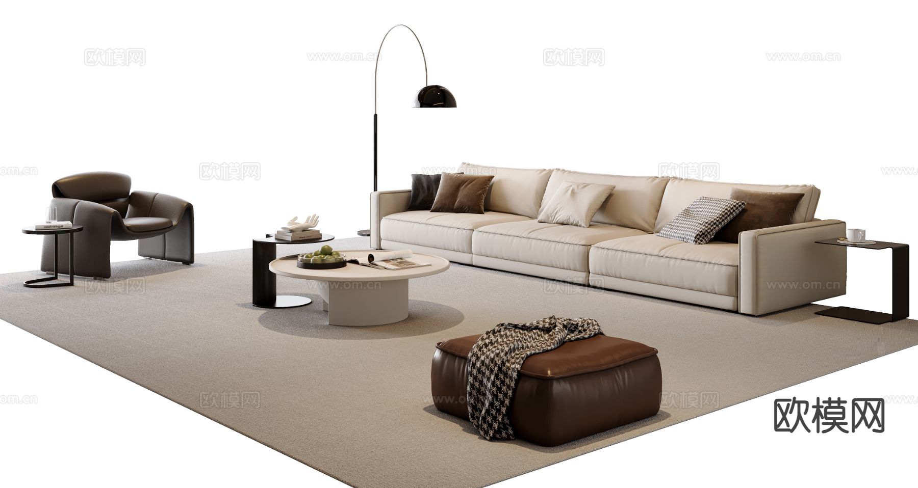 意式组合沙发3d模型下载