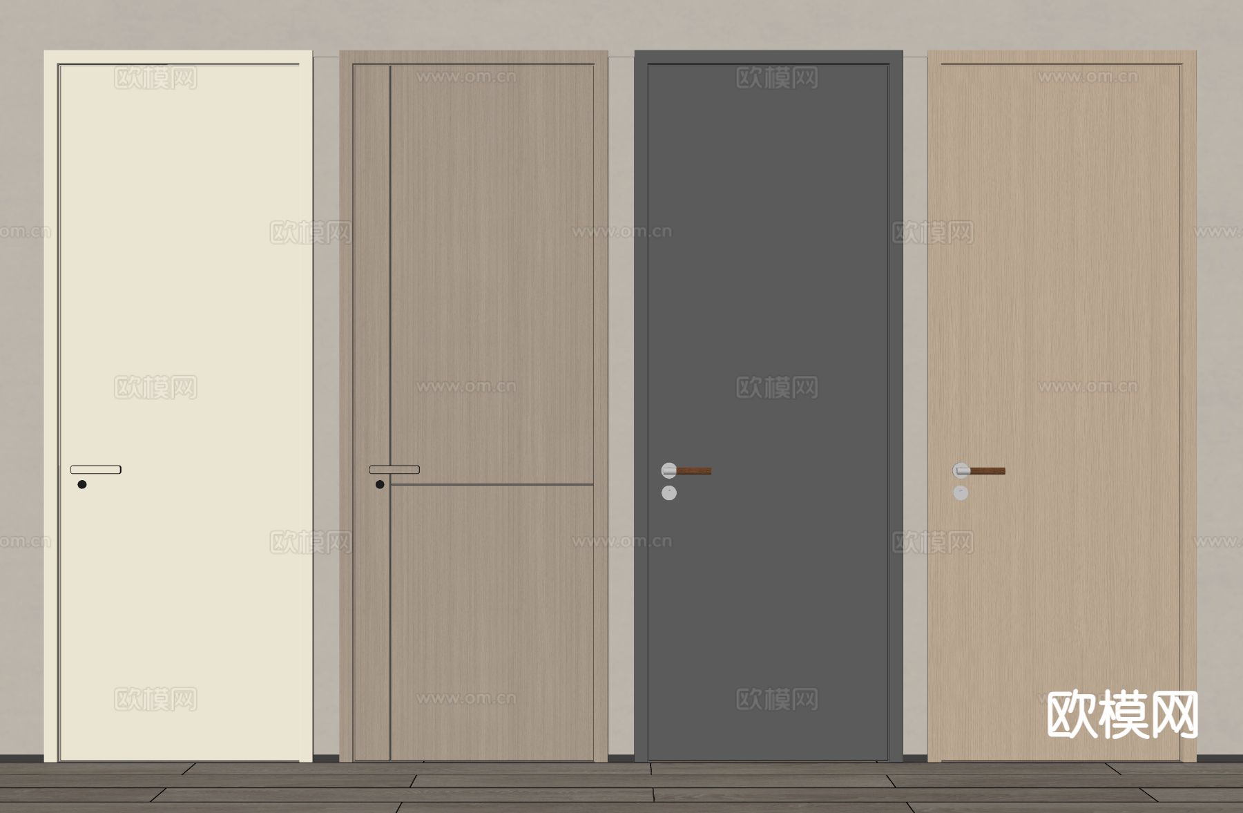 现代单开门 木门 卧室门 房间门su模型