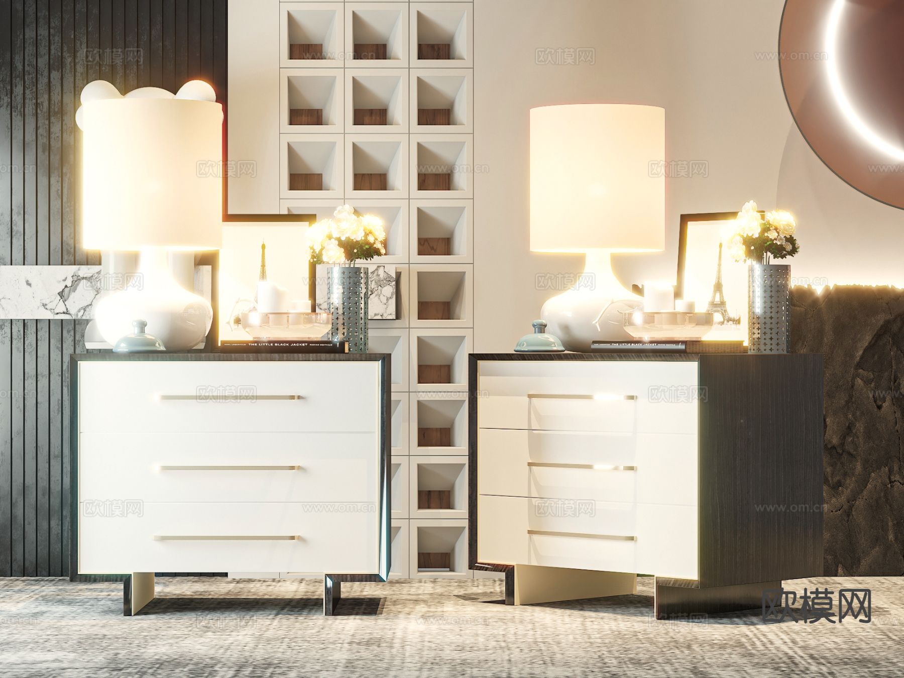 简约床头柜3d模型下载