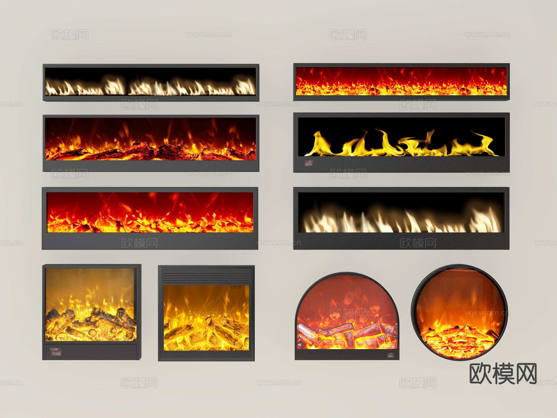 电子壁炉 火焰 柴火堆3d模型