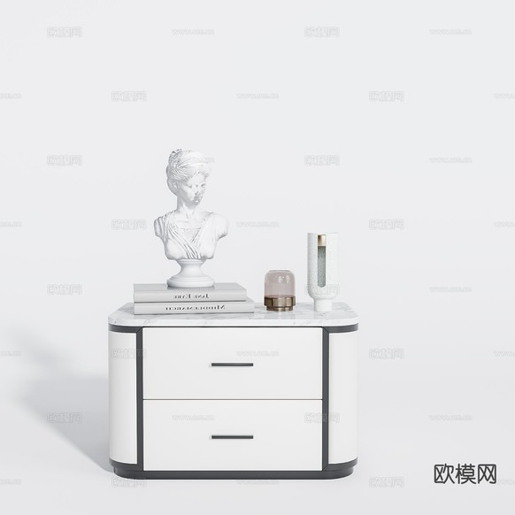 法式床头柜3d模型下载