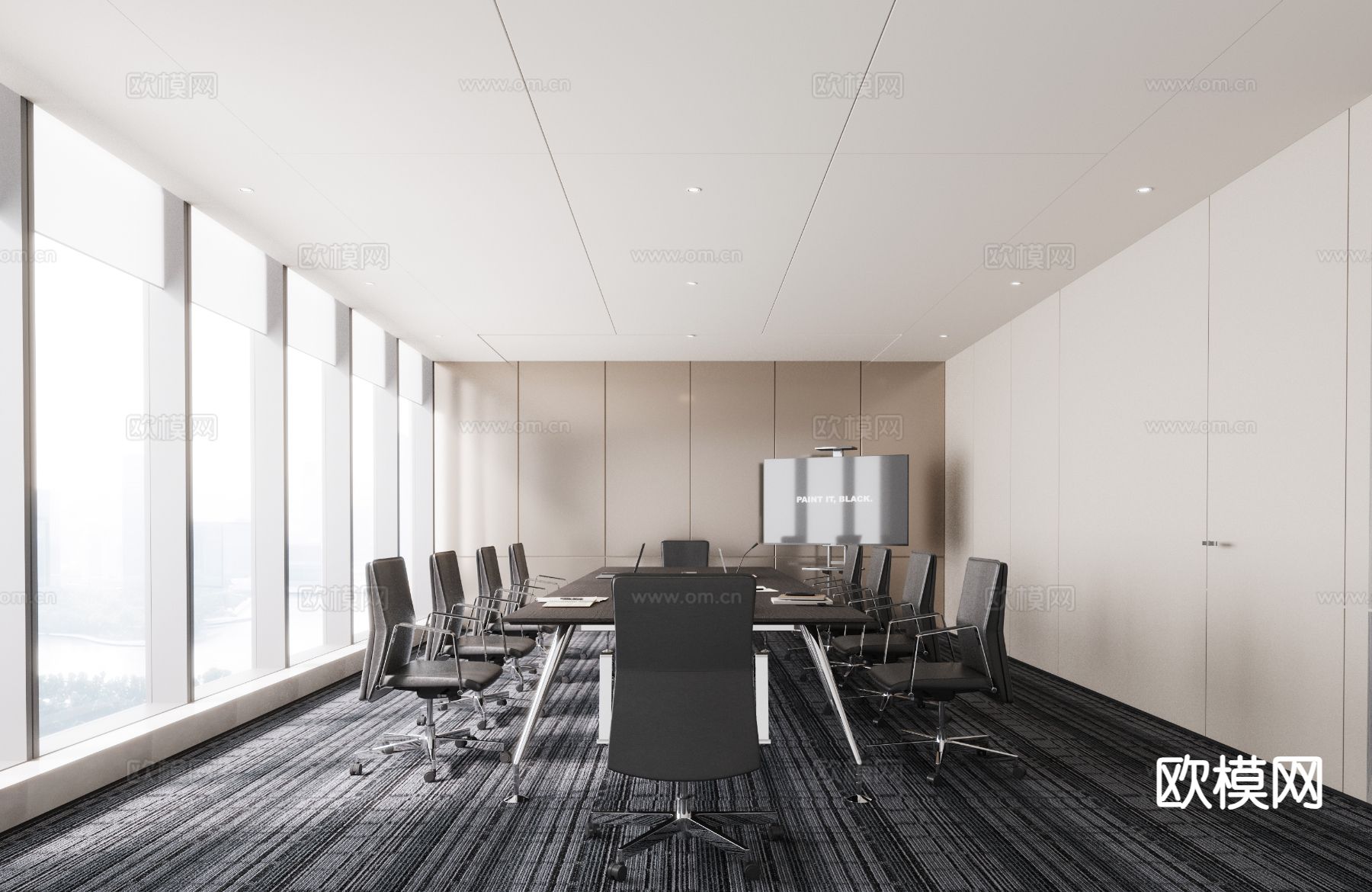 现代会议室3d模型下载