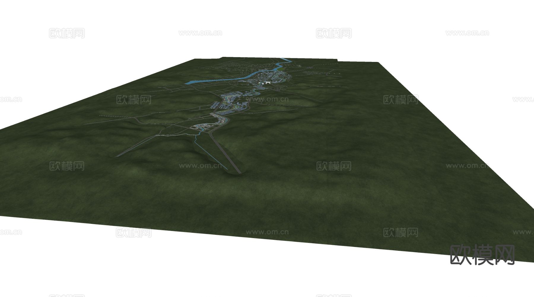 现代鸟瞰规划 城市绿地景su模型