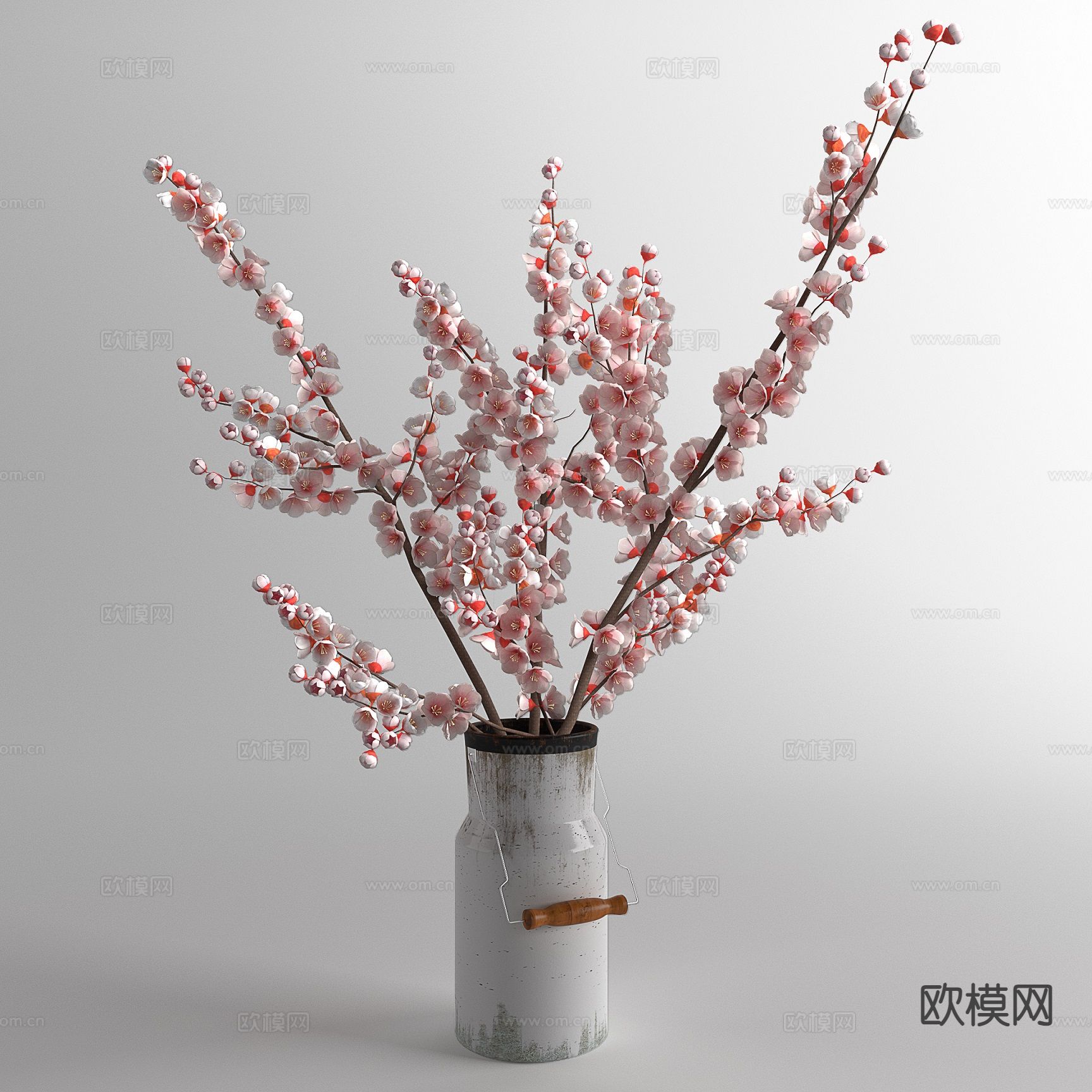 现代花瓶 花艺 桃花 插花 鲜花3d模型