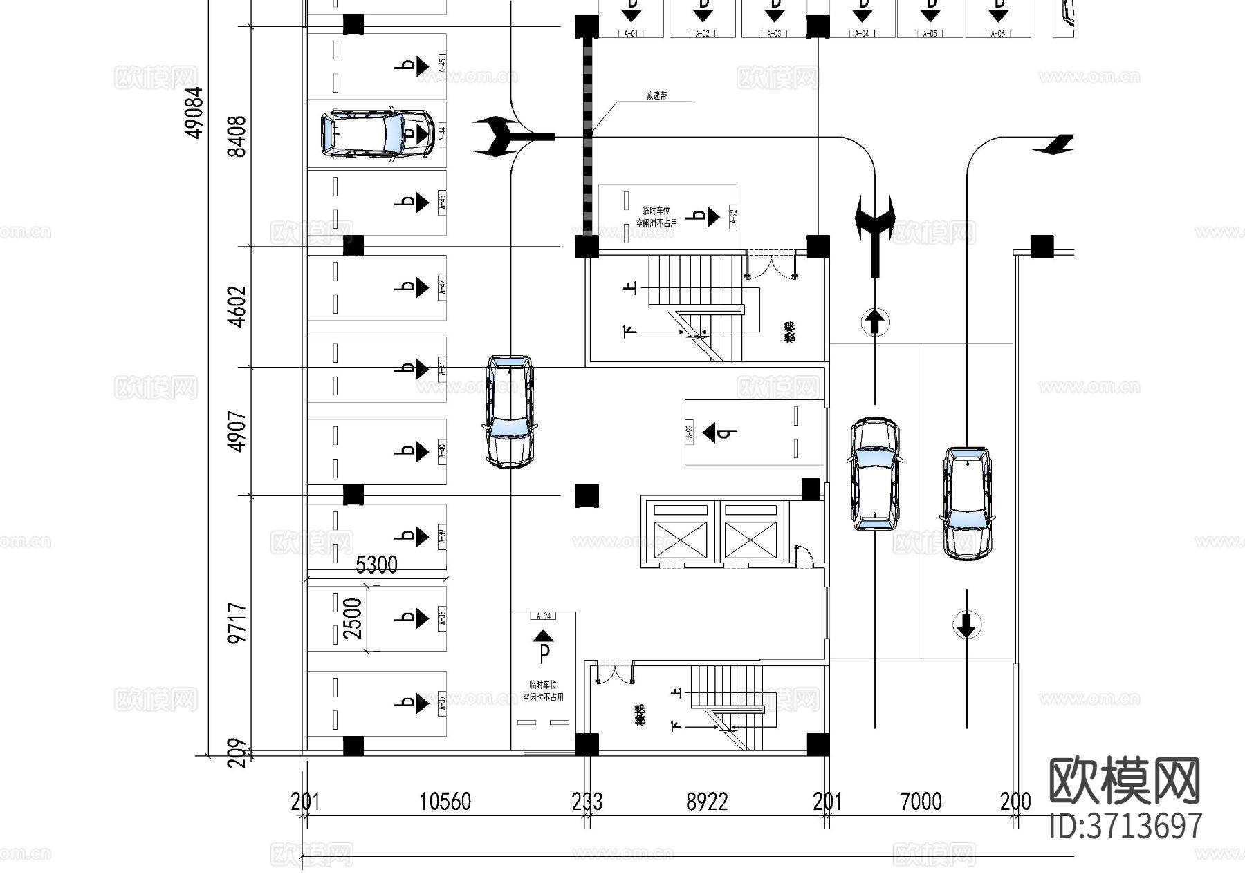 停车位CAD图库下载（渲染图1）