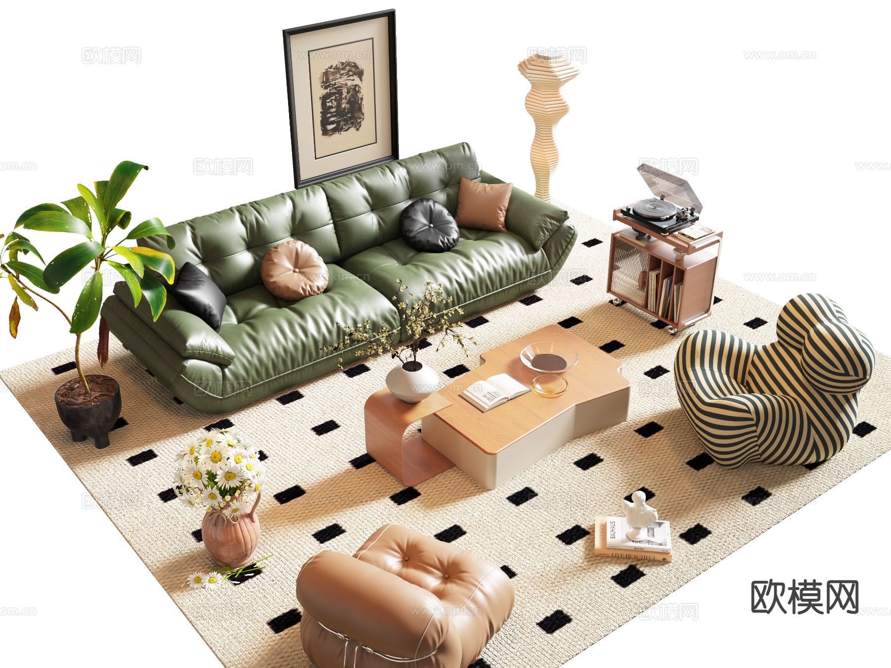 中古风沙发 组合沙发3d模型下载