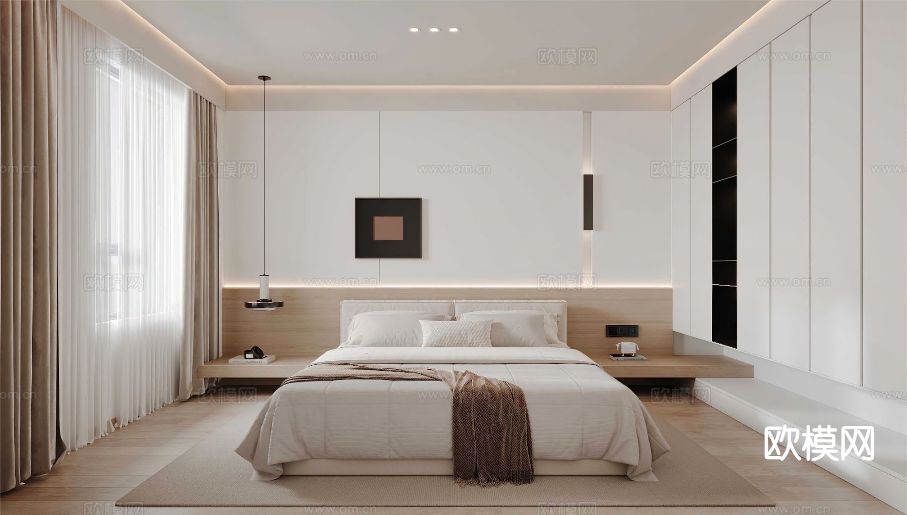 现代卧室 主卧3d模型下载