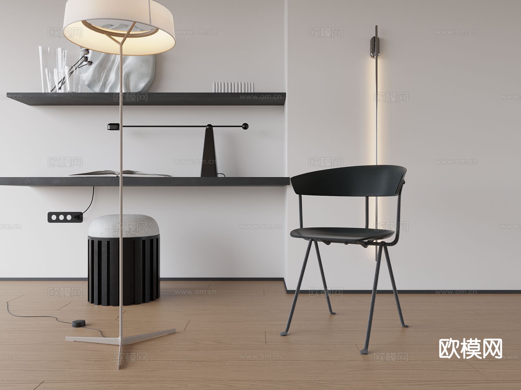 现代餐椅 椅子 单椅su模型下载（渲染图2）