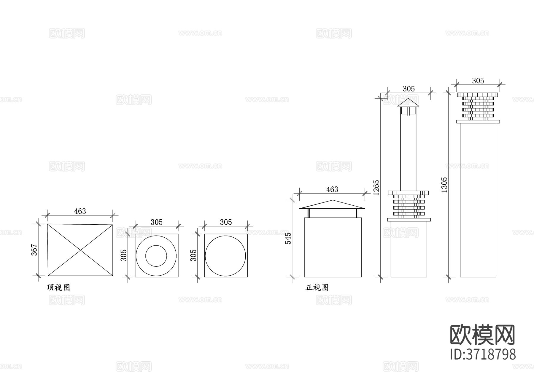 烟囱通风口设计cad图库下载