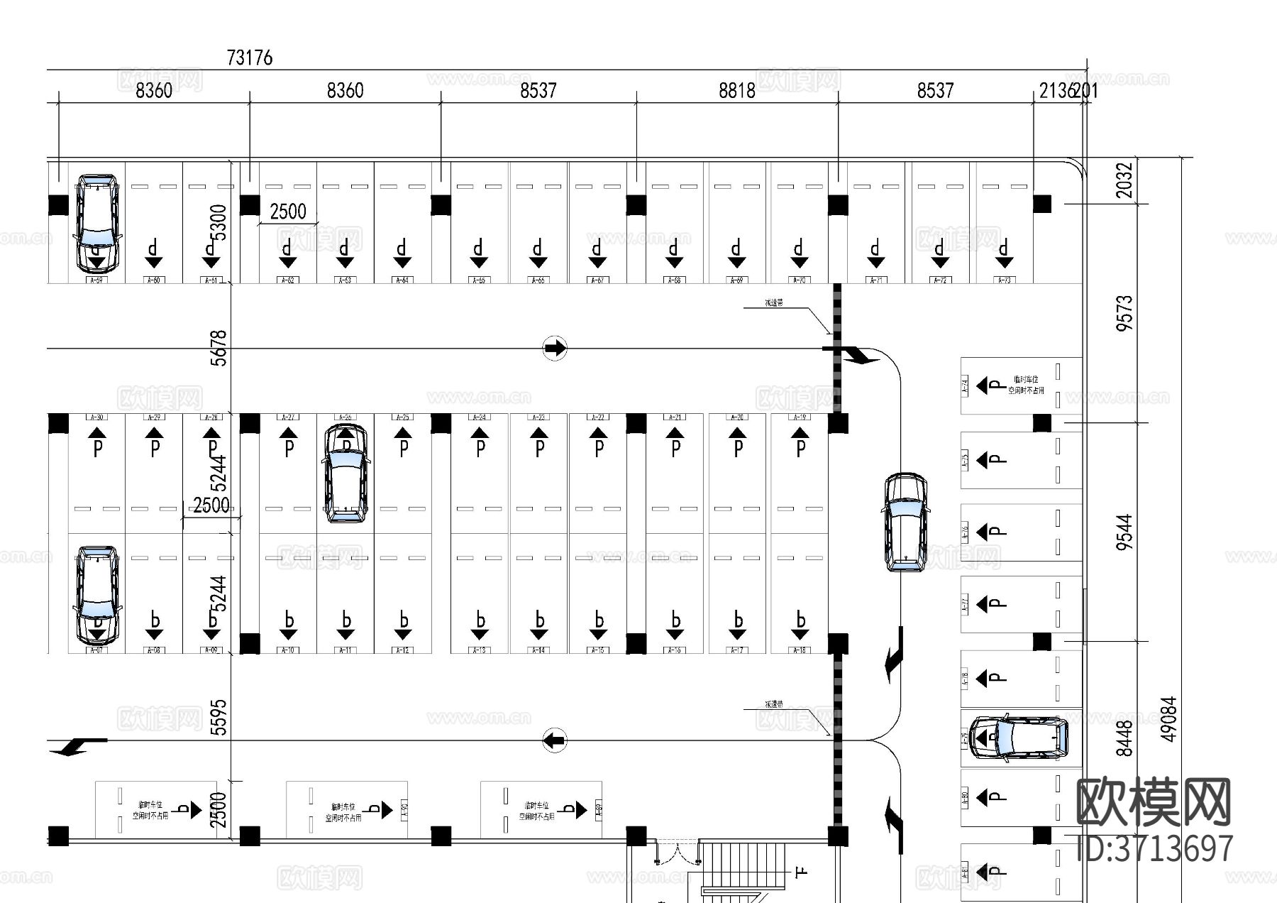 停车位CAD图库下载（渲染图2）