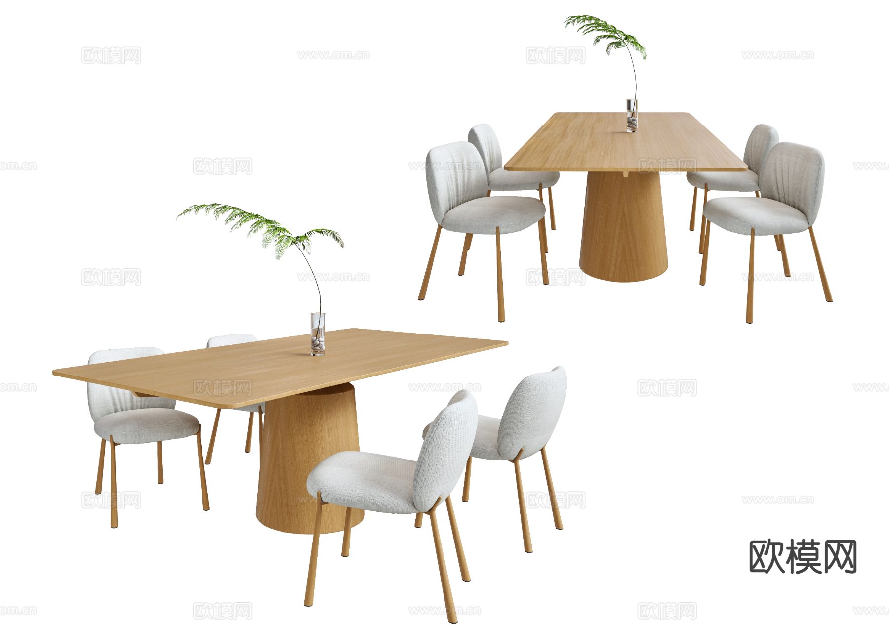 原木风餐桌椅3d模型下载