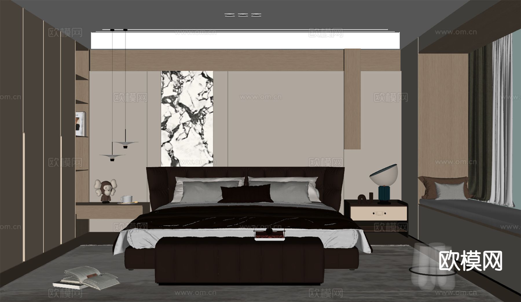 意式卧室 主卧su模型下载（渲染图1）