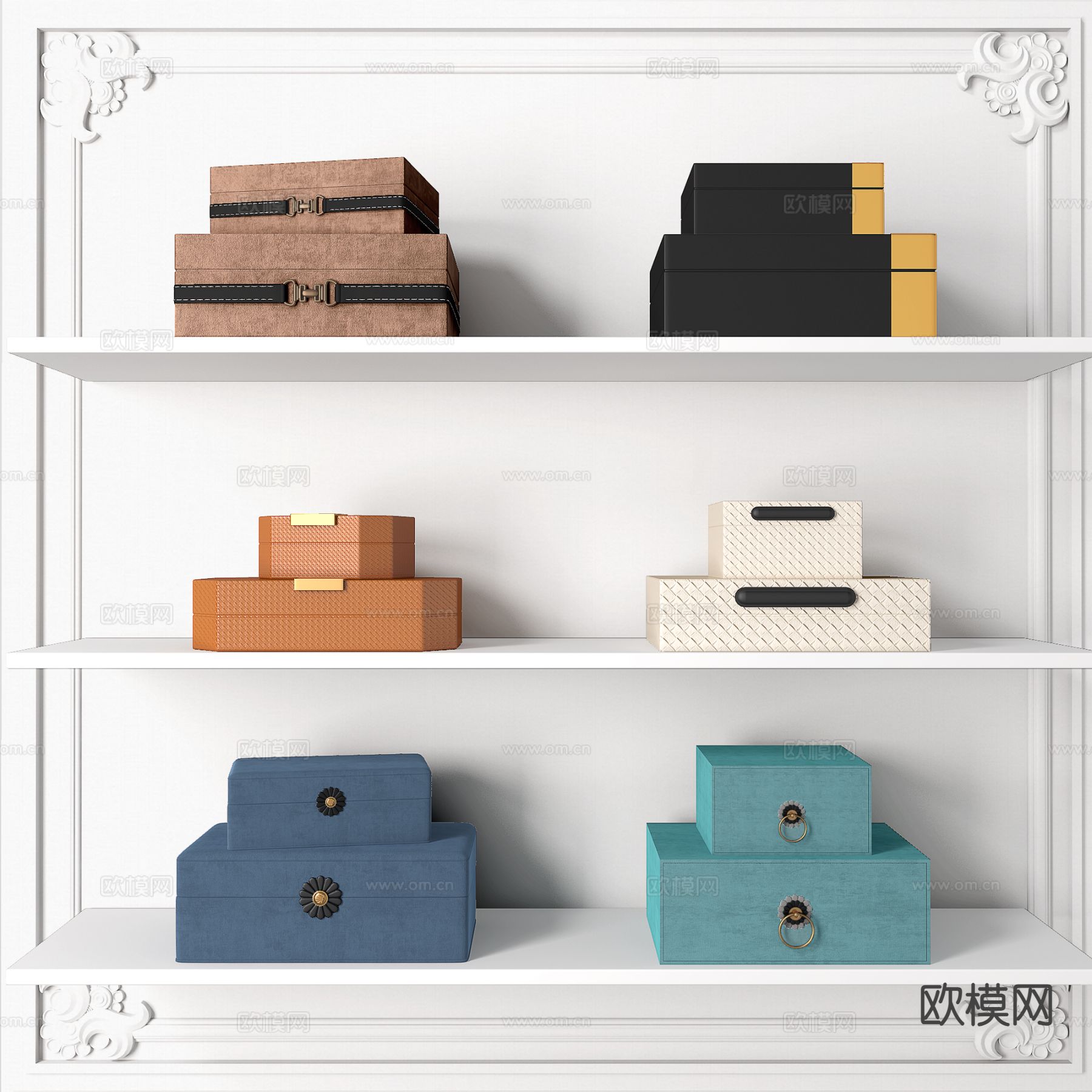 新中式盒子 首饰盒 装饰盒3d模型下载