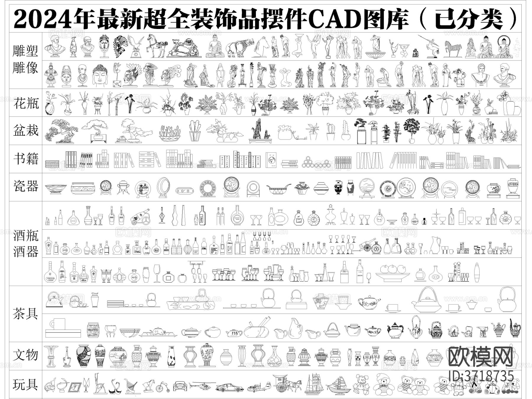 2024年最新超全陈设装饰品摆件cad图库