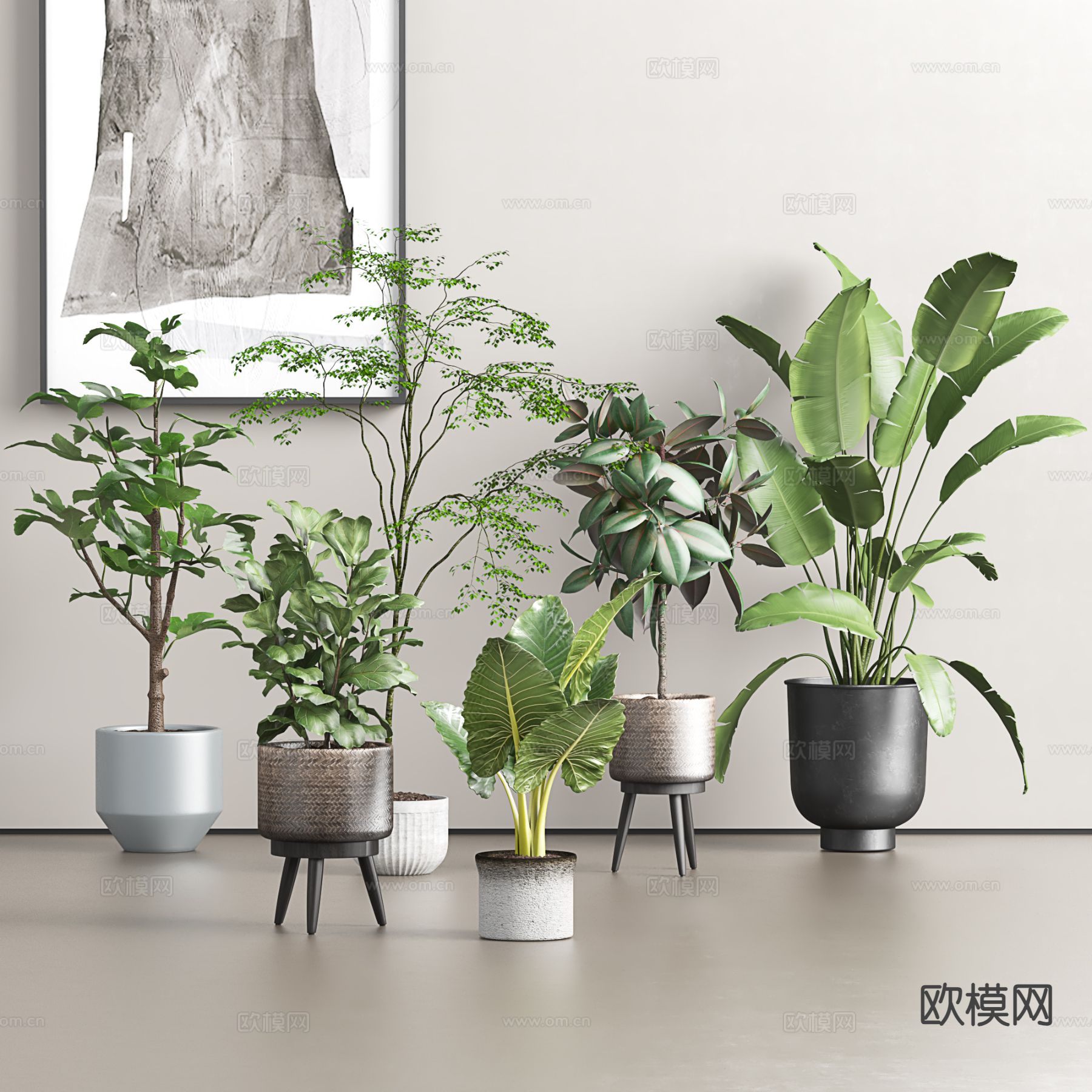 绿植盆载 绿植盆景 落地植物3d模型