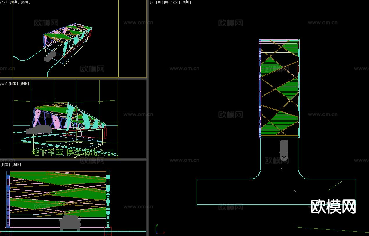 地下车库 停车场出入口3d模型下载（渲染图2）