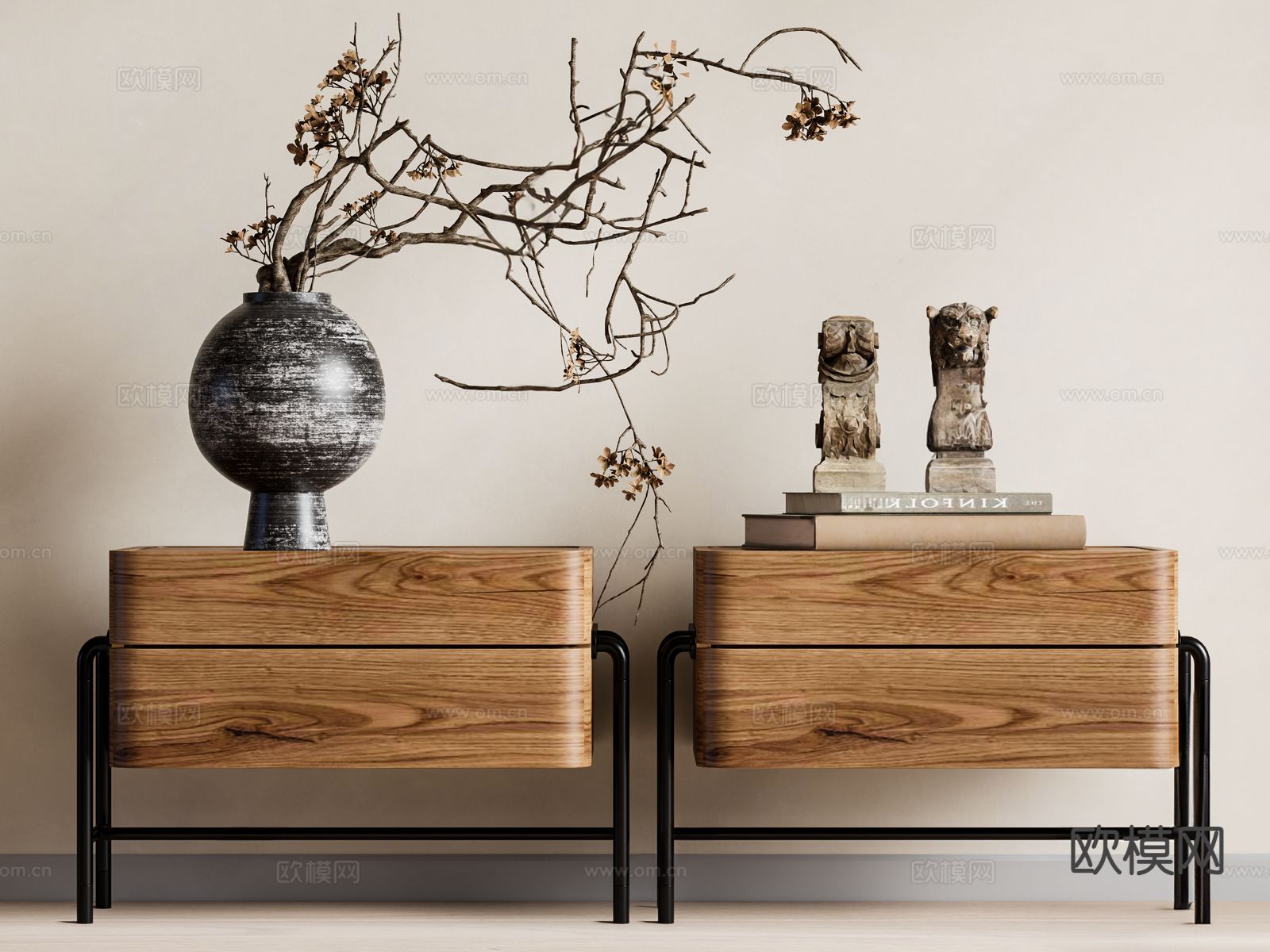 中古风床头柜3d模型下载