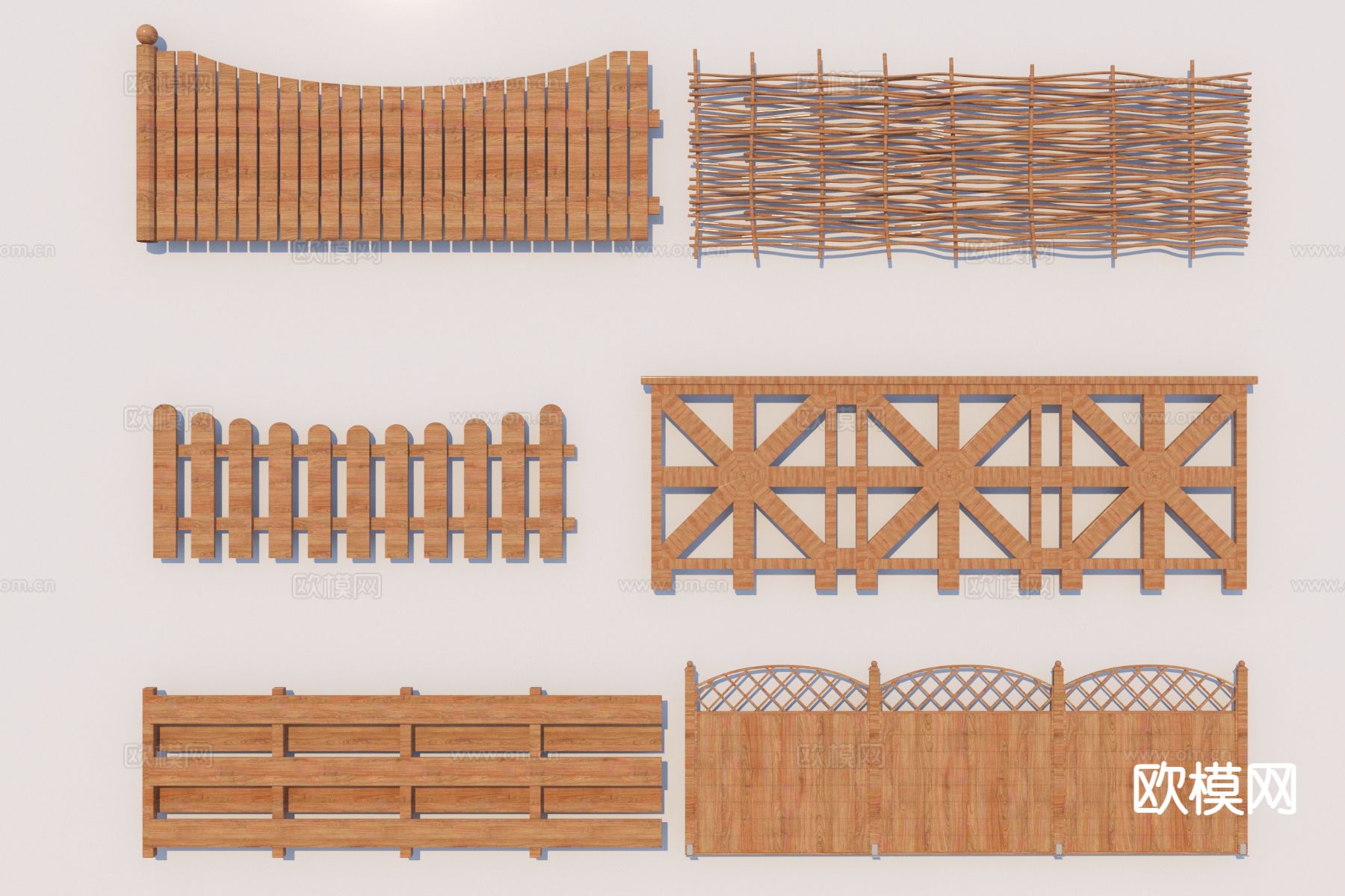 现代木篱笆 篱笆 围栏3d模型