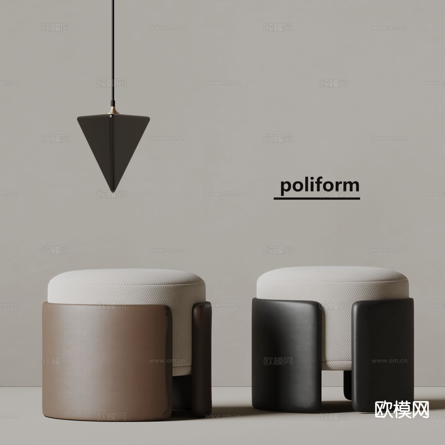 poliform凳子 圆凳 沙发凳3d模型