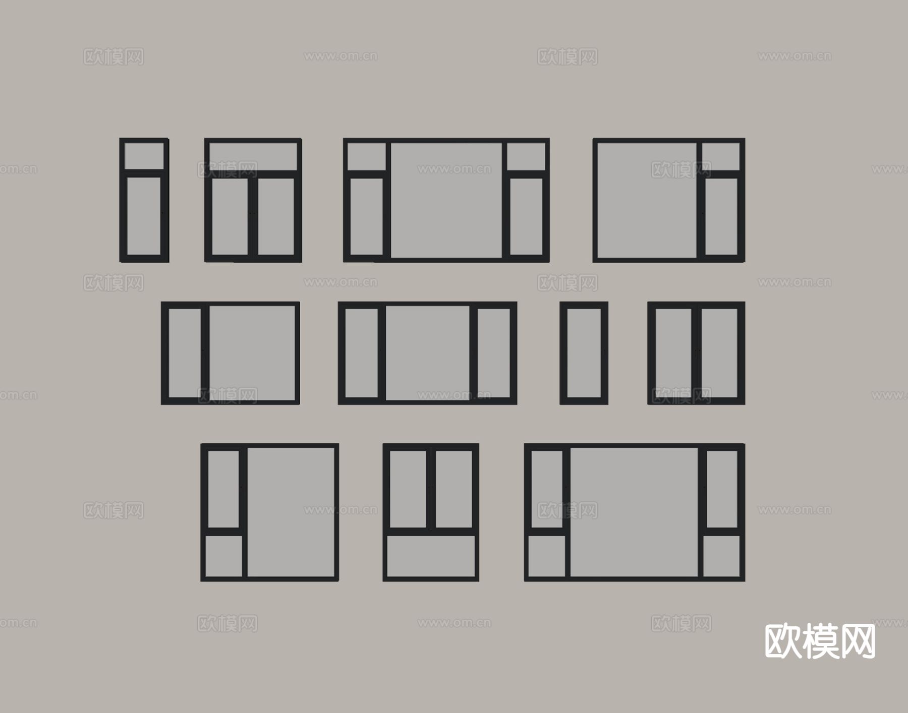 现代窗户 窗子su模型