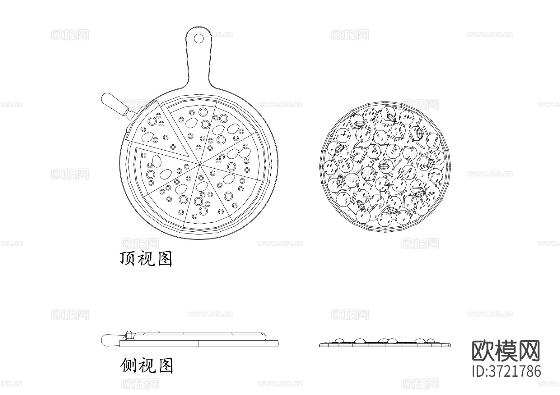 比萨菜单设计 比萨摆放方式 比萨切片展示 比萨配料布局 比萨cad大样图