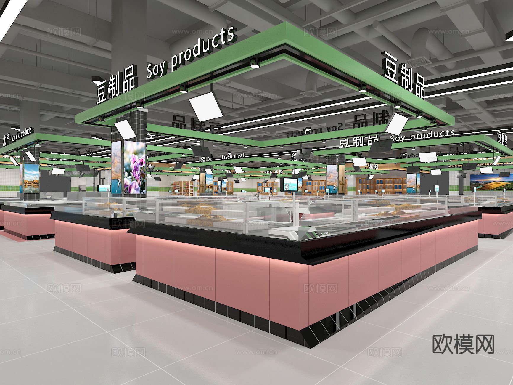 现代农贸市场 菜市场3d模型