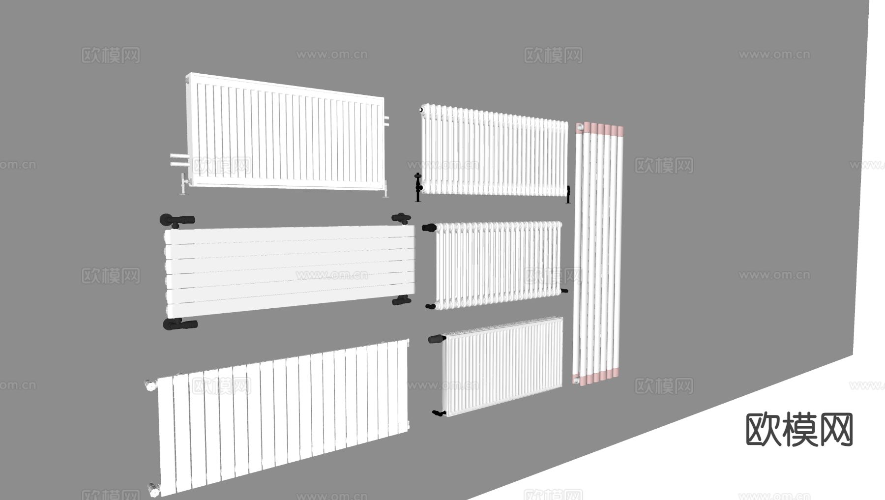 现代暖气片 取暖器 散热片 暖气管su模型
