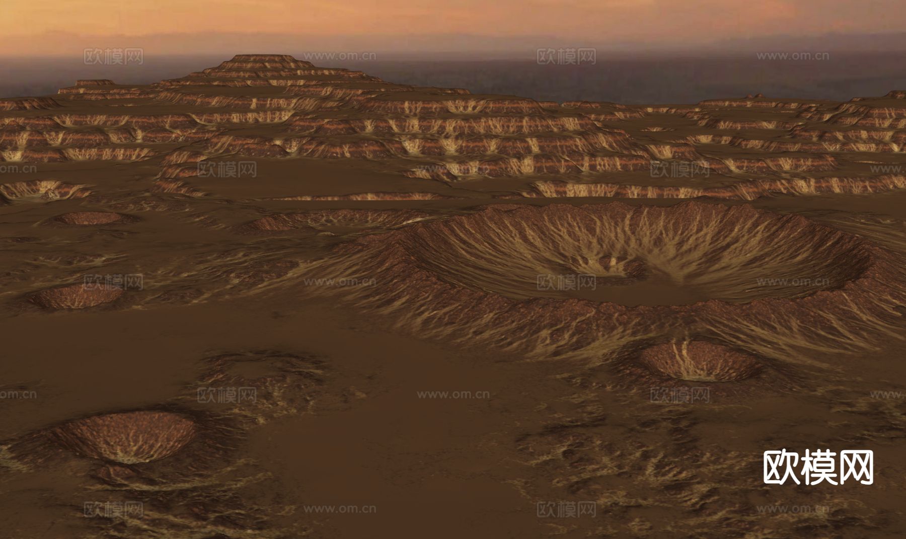 火星陨石坑 地形 荒漠su模型