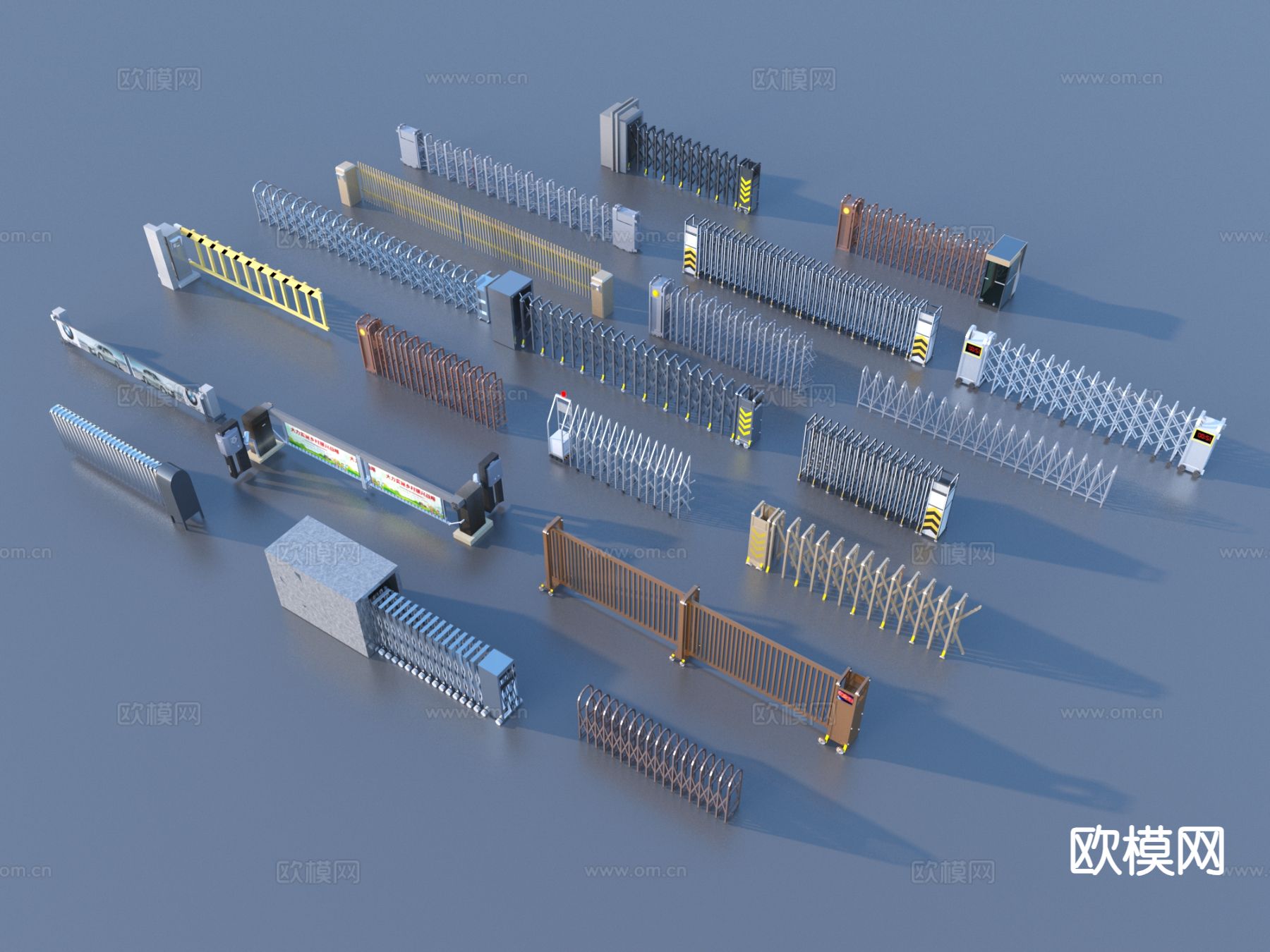 道闸 伸缩门 电动伸缩门3d模型