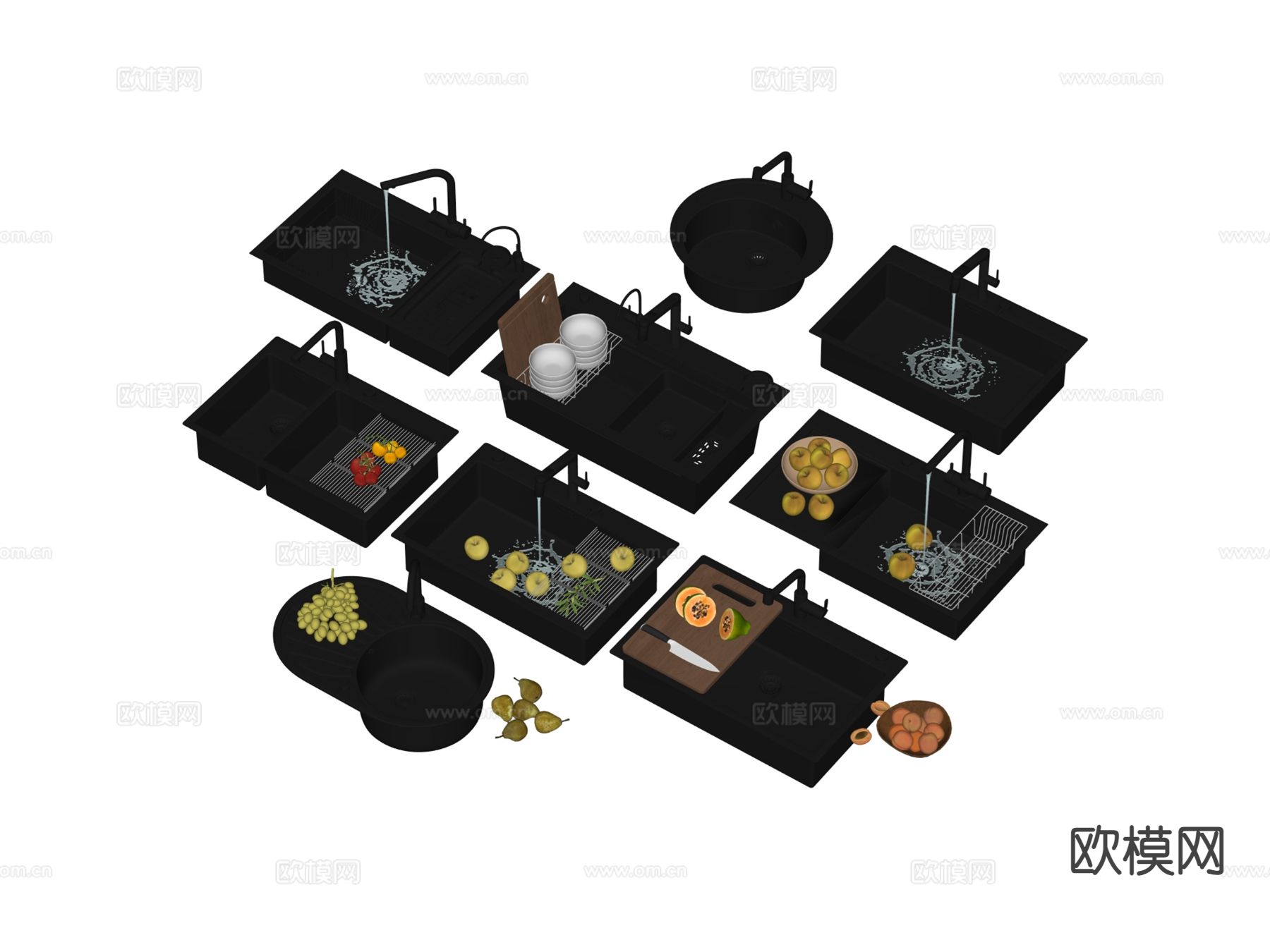 现代厨房水槽su模型下载（渲染图1）
