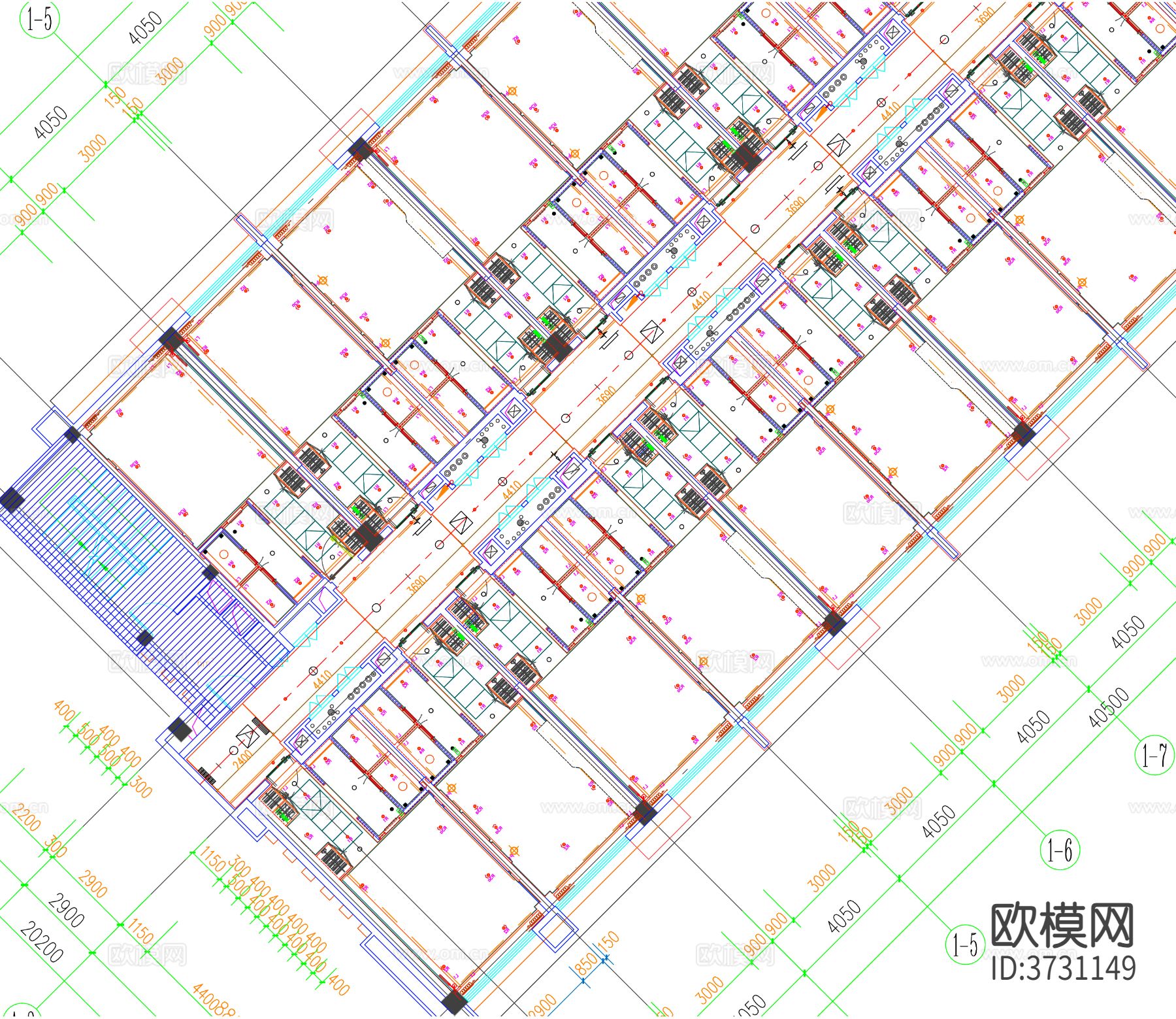 酒店客房cad平面图