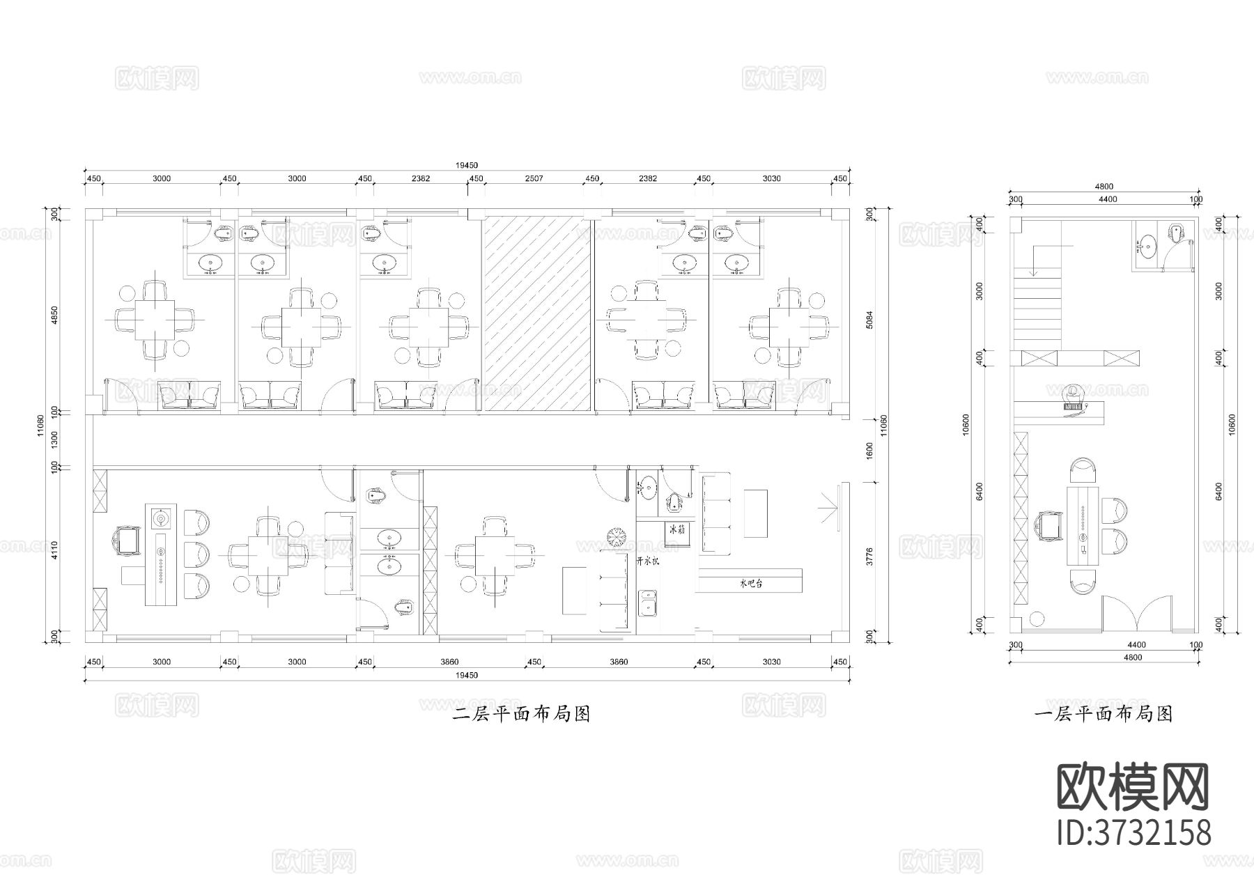 新中式茶楼 棋牌室cad平面图