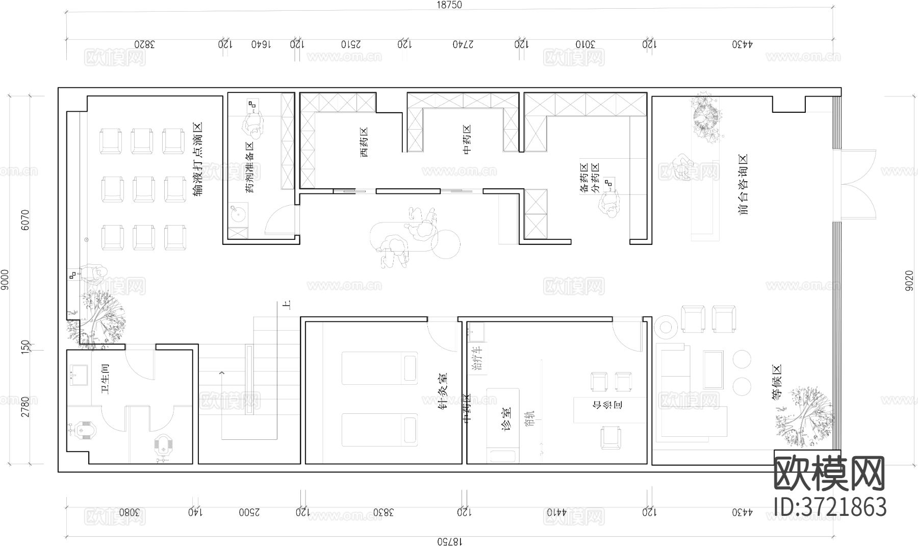 门诊诊所私人医院cad施工图